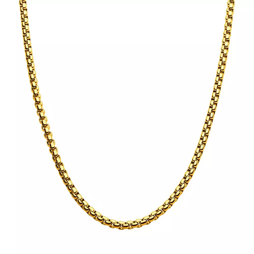 18k Gold Over Stainless Steel 4 mm Box Chain Necklace, Men's, Size: 22", Gold Tone Product Image