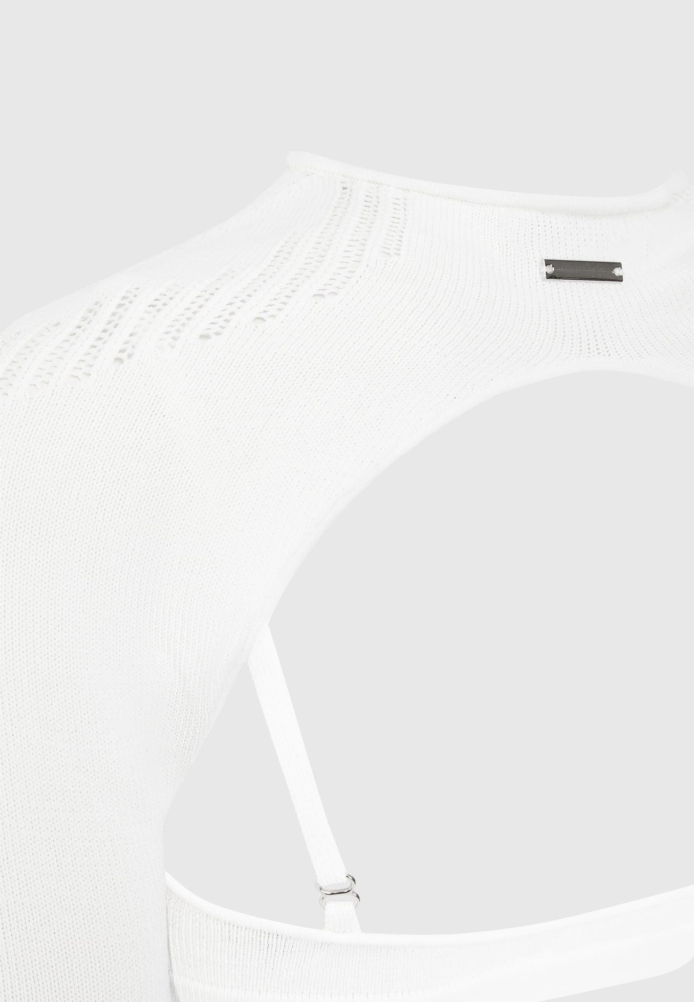 Knitted Sleeve Overlay with Bralette - White Female Product Image
