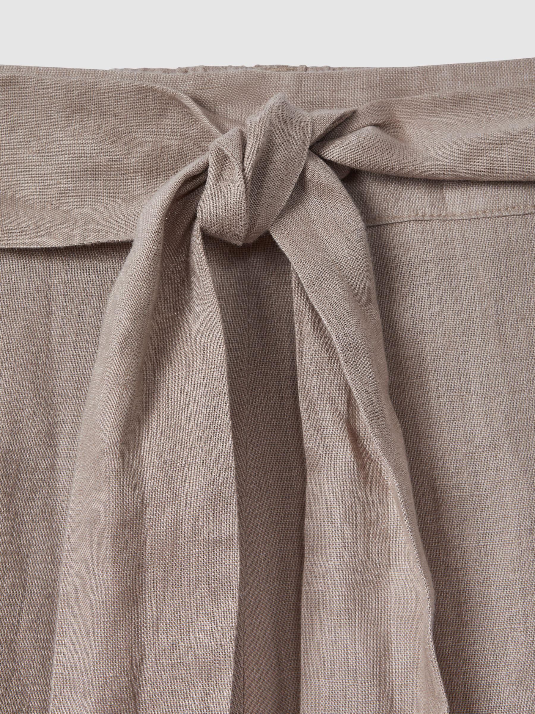 Linen Side Split Trousers in Taupe Product Image