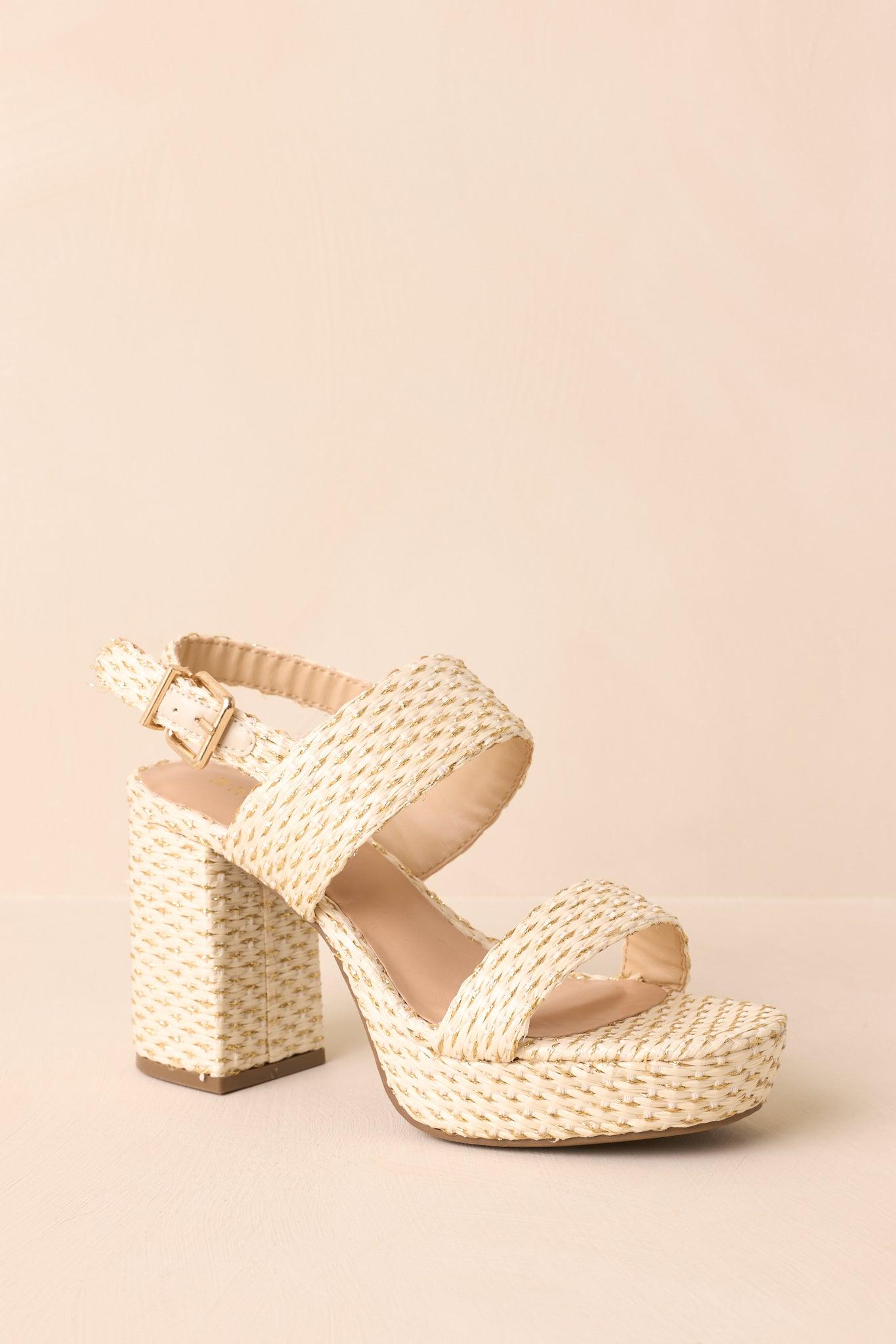 Nobody Else Natural & Gold Espadrille High Heel Platform Sandals Product Image