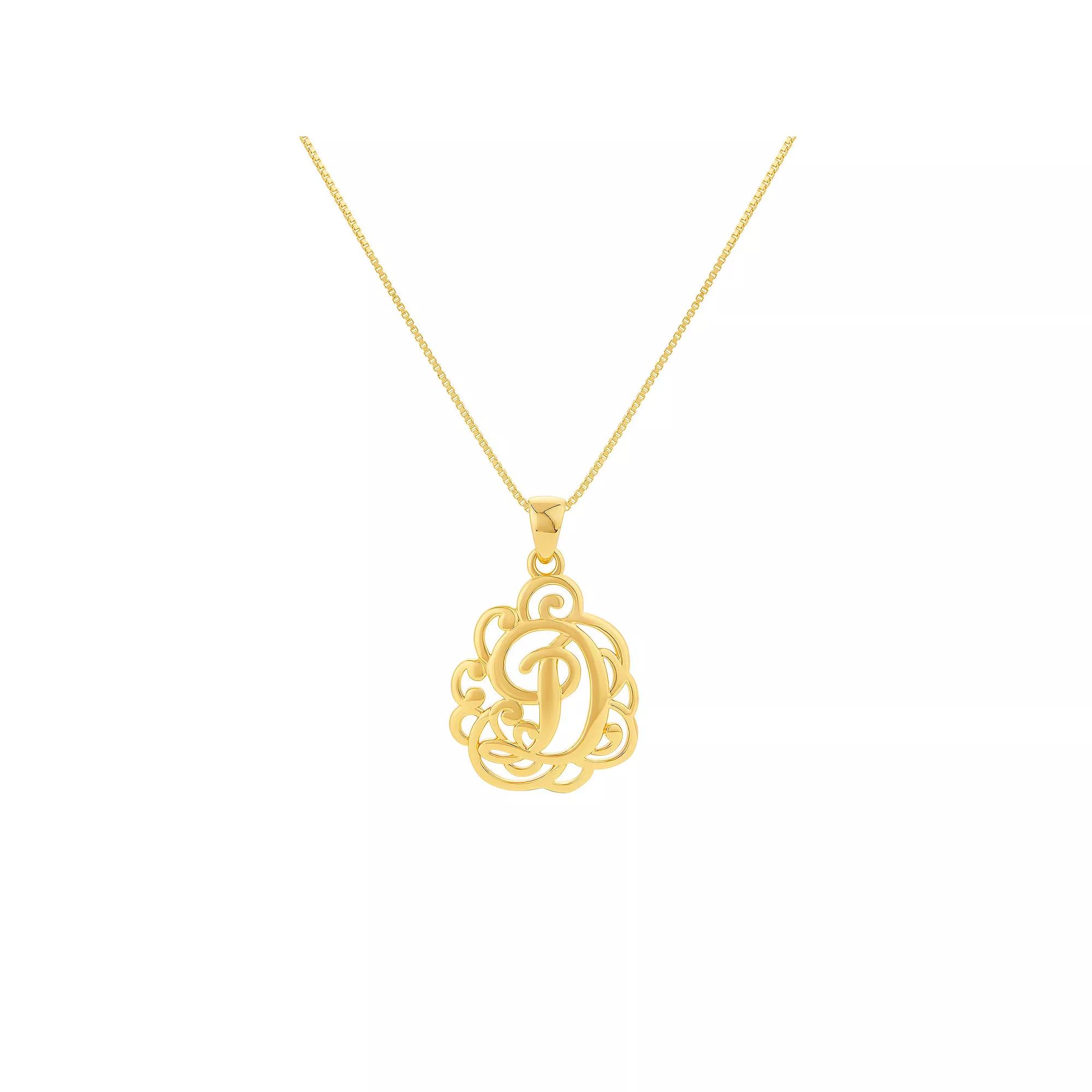 PRIMROSE Sterling Silver Monogram Initial Pendant Necklace, Women's, Size: 18", Gold Tone T Product Image