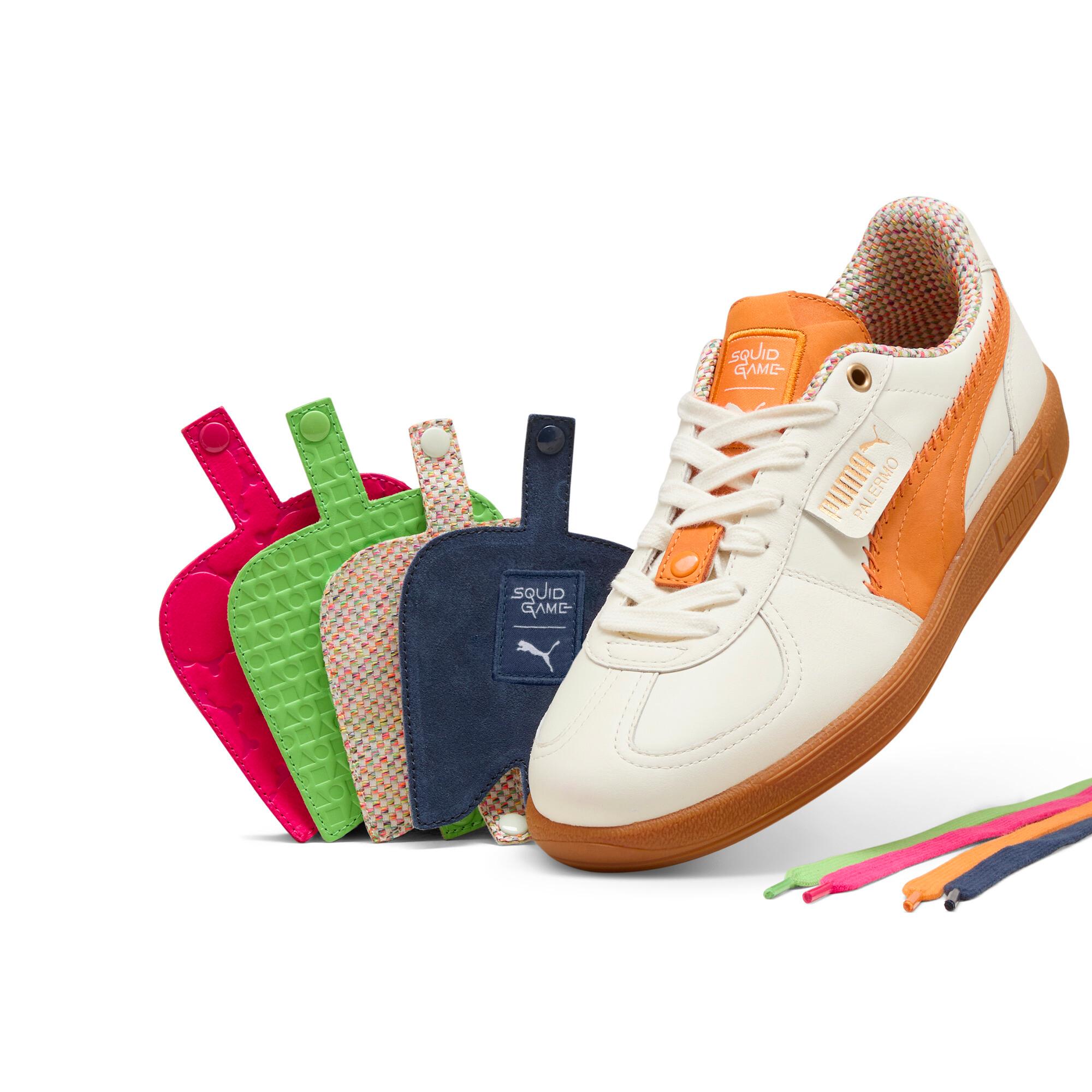 PUMA x SQUID GAME Palermo Men's Sneakers in Warm White/Pumpkin Pie Product Image