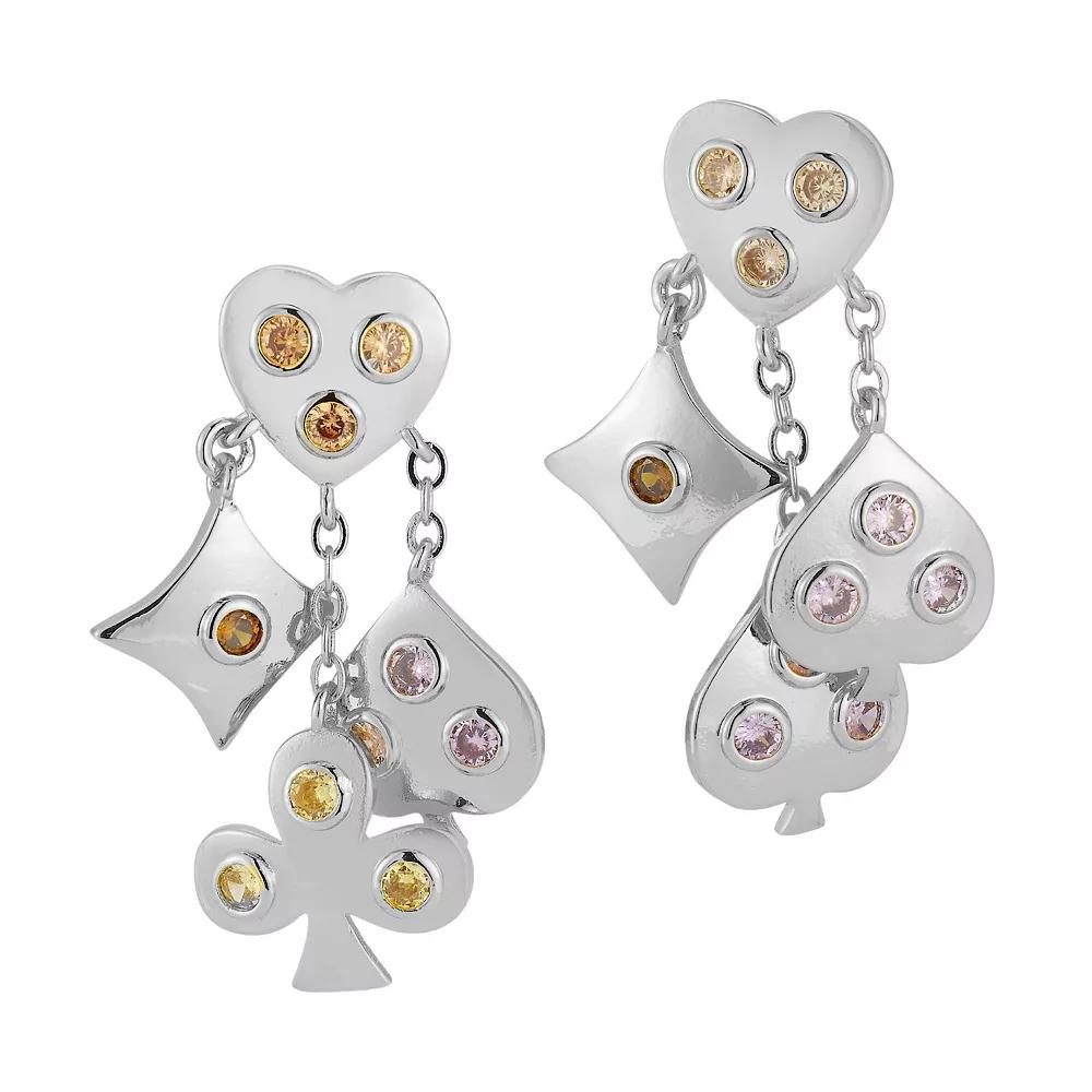 WINX Cubic Zirconia Four Suits Post Drop Earrings, Women's, Silver Tone Product Image