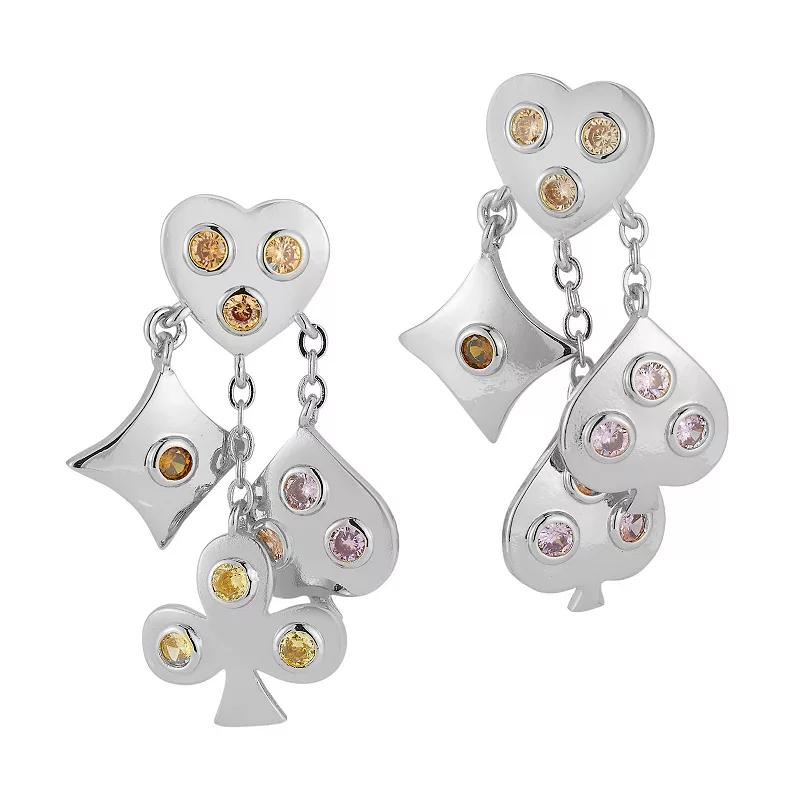 WINX Cubic Zirconia Four Suits Post Drop Earrings, Women's, Silver Tone Product Image