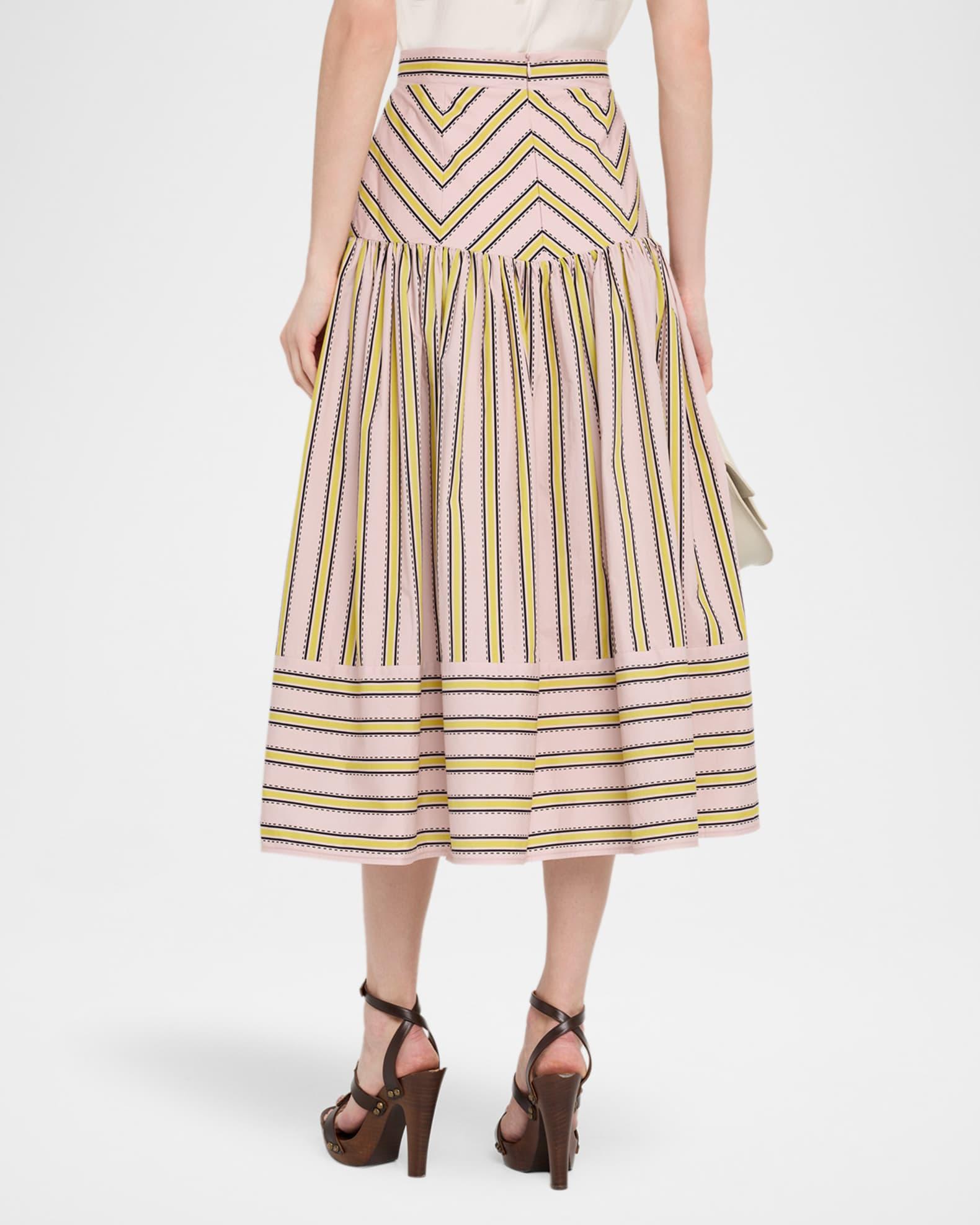 Kristina Striped Drop-Waist Midi Skirt Product Image