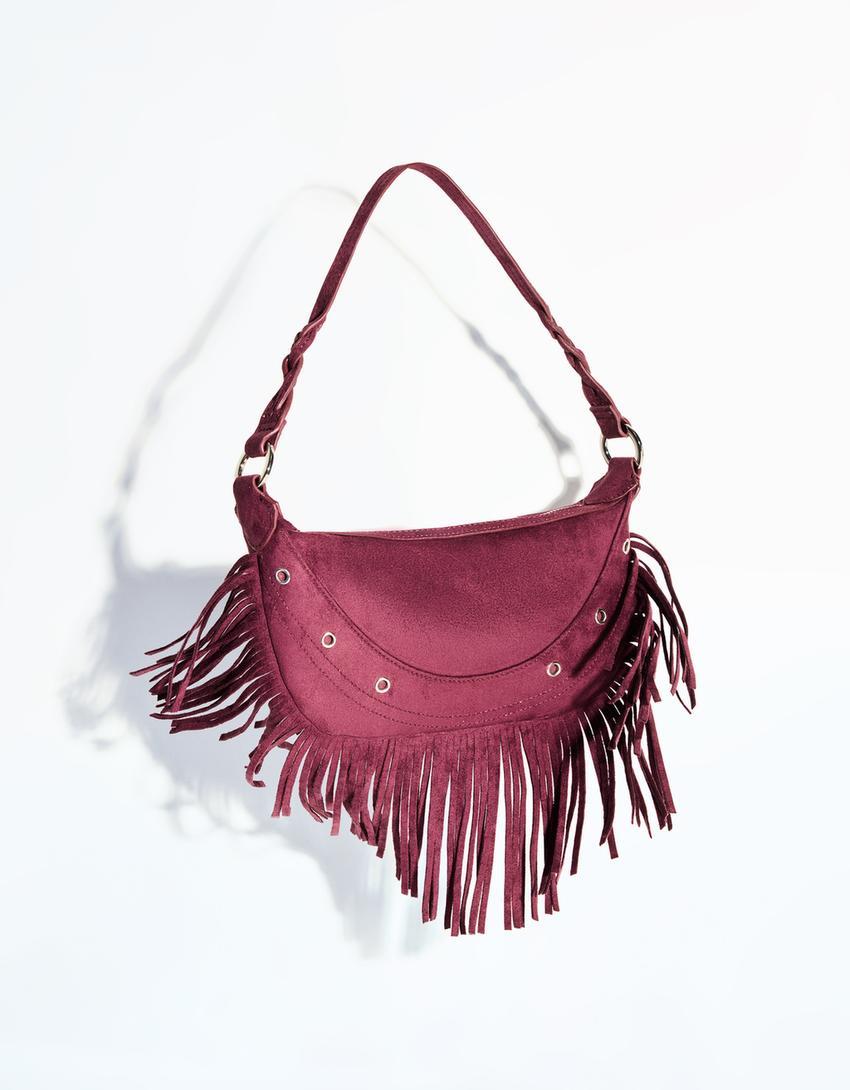 Faux suede bag with fringing Product Image