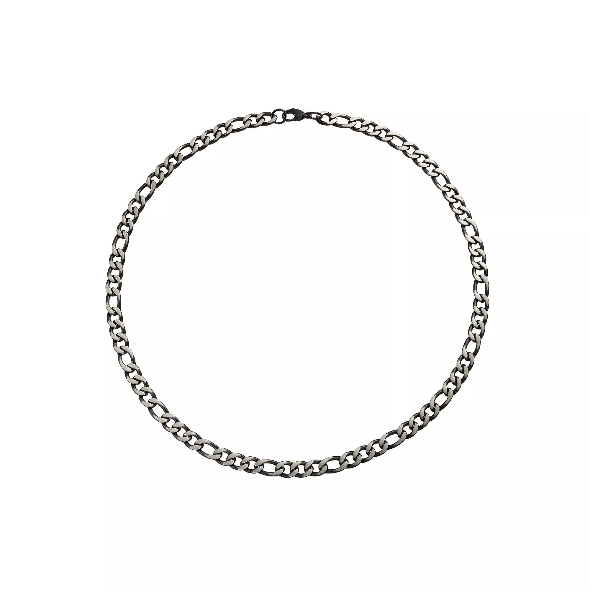 Kristen Kesho Stainless Steel Black Plated Figaro Chain Necklace, Men's, Size: 22" Product Image
