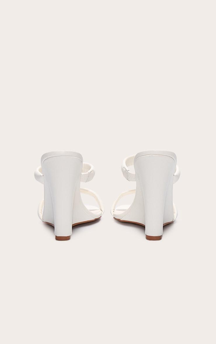 Cream Pu Square Toe High Heeled Mule Wedges Product Image