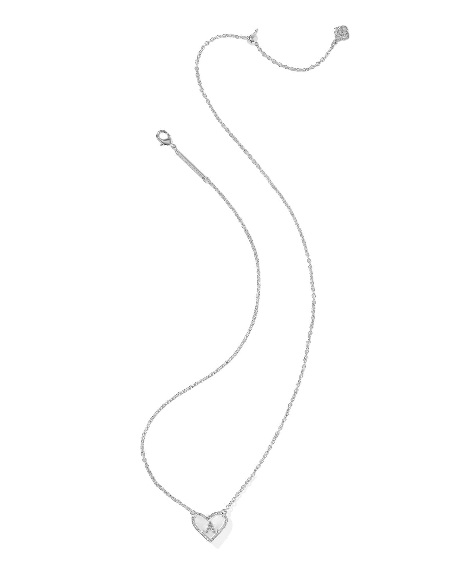 Ari Heart Letter A Silver Short Pendant Necklace Product Image