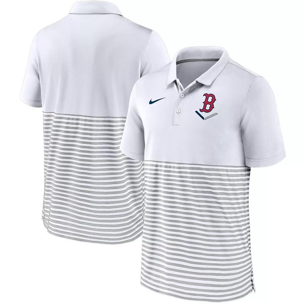 Men's Nike White/Gray St. Louis Cardinals Home Plate Striped Polo, Size: Small Product Image