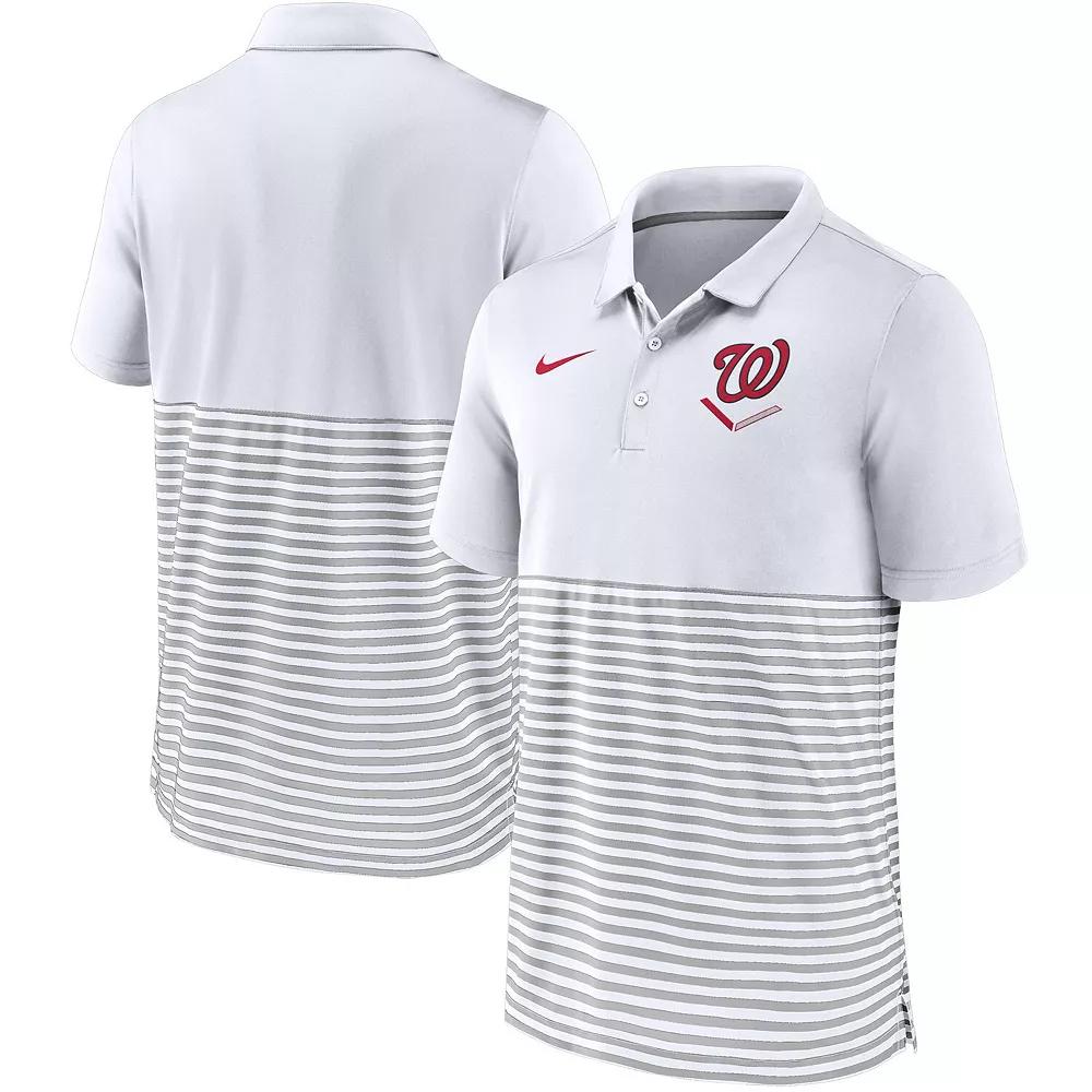 Men's Nike White/Gray St. Louis Cardinals Home Plate Striped Polo, Size: Small Product Image