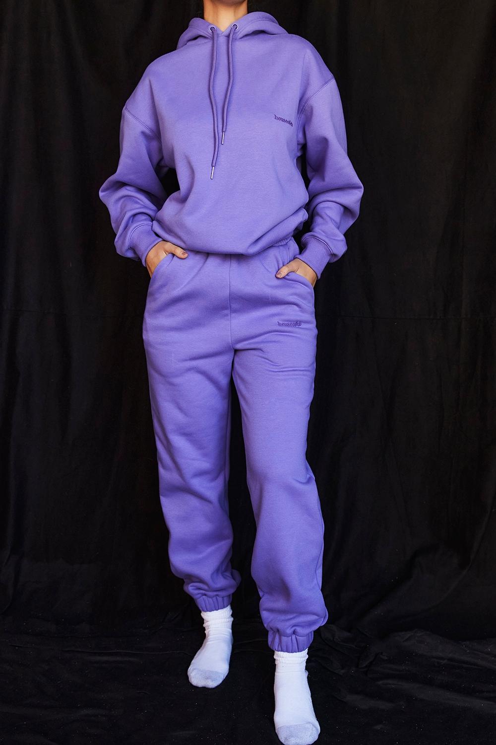 Sky  purple fleece back jogging trousers - sale Product Image