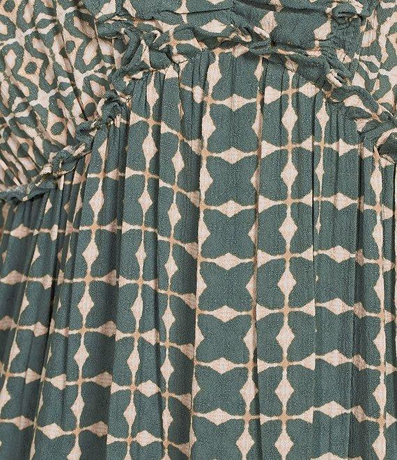 Nurture Petite Print Mix V-Neck Long Sleeve A-Line Dress Product Image