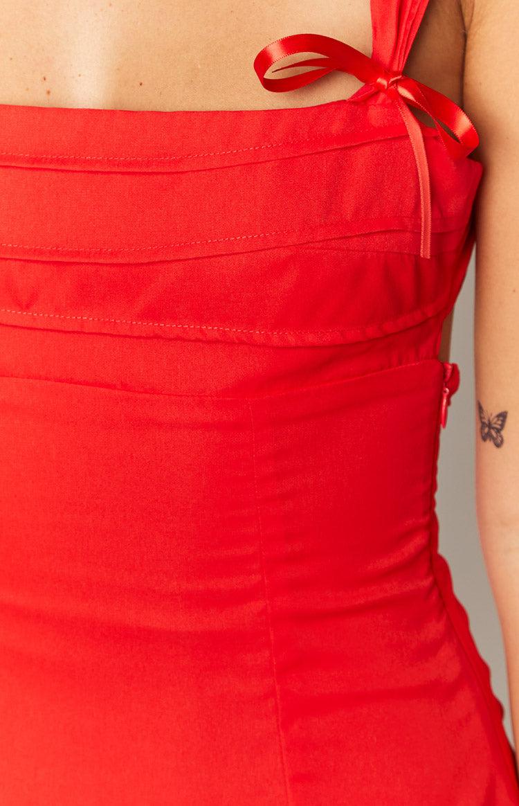 Layla Red Tie Back Mini Dress Product Image