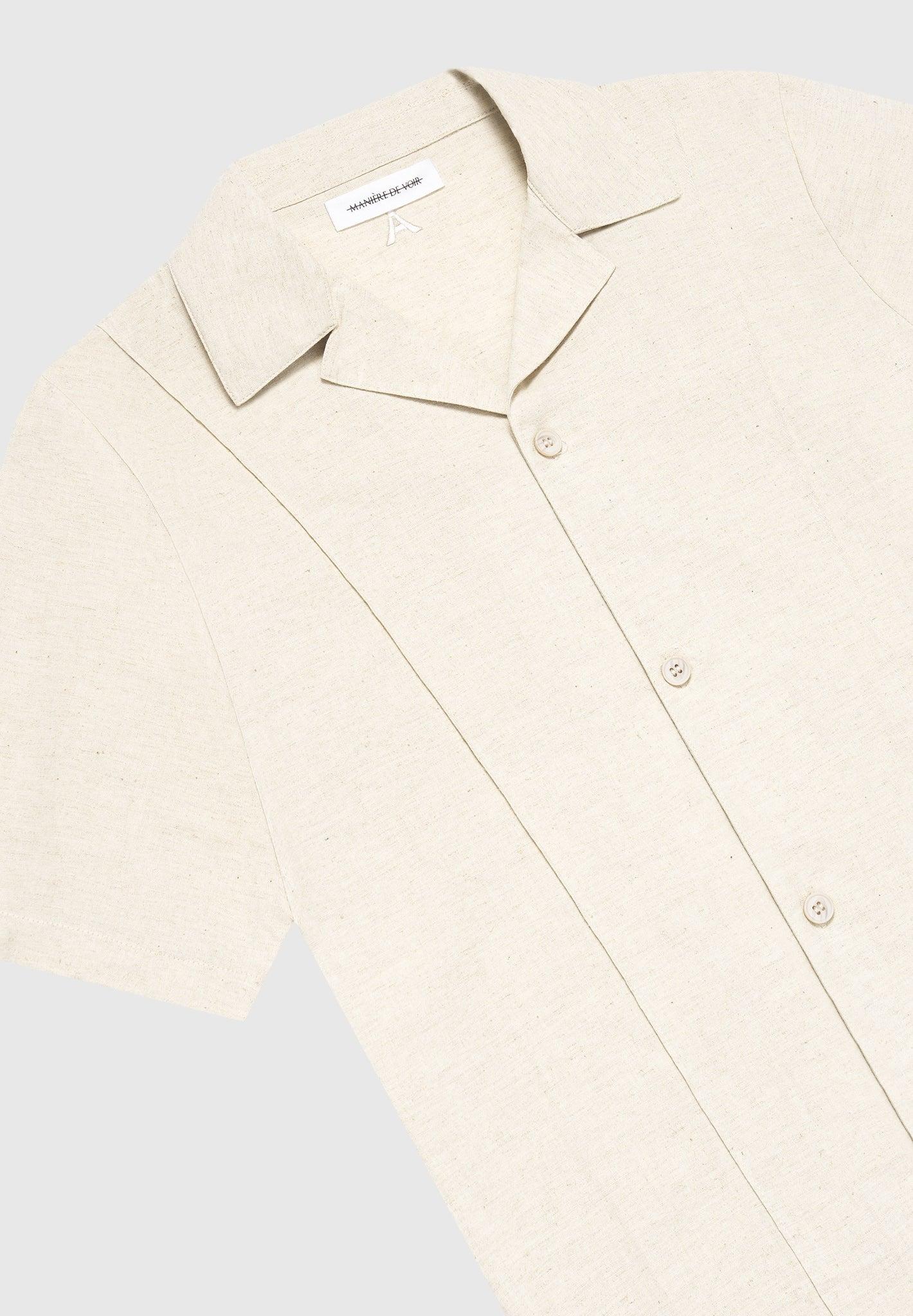 Linen Pintuck Revere Shirt - Natural Male Product Image