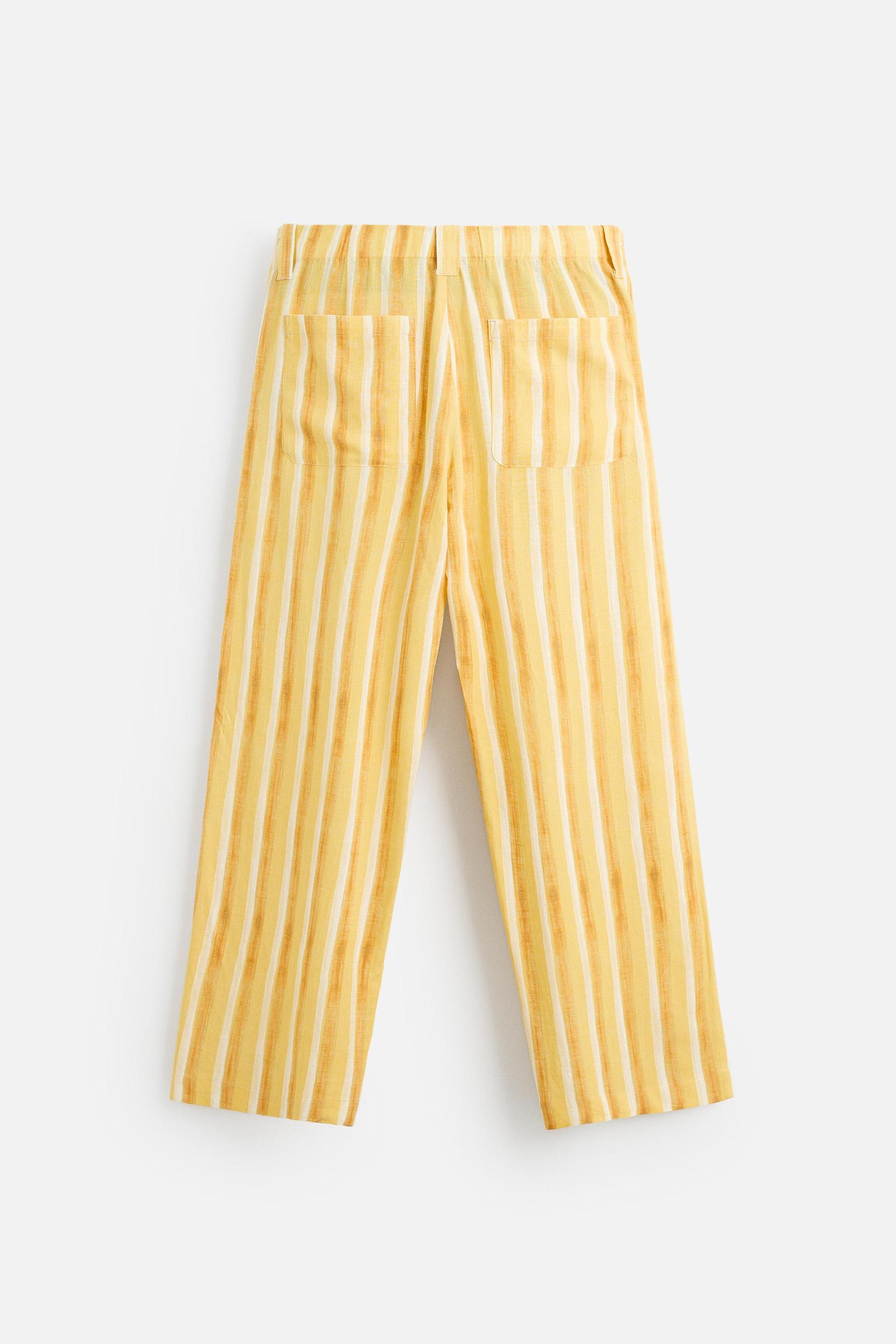VISCOSE LINEN STRIPED PANTS Product Image