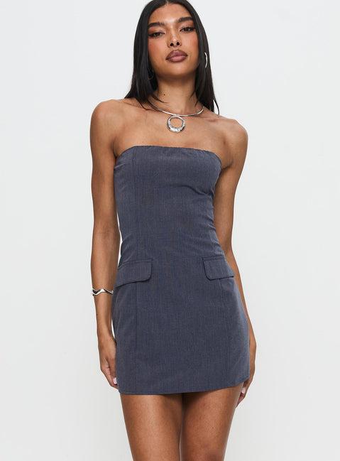 Langdon Strapless Mini Dress Charcoal Product Image