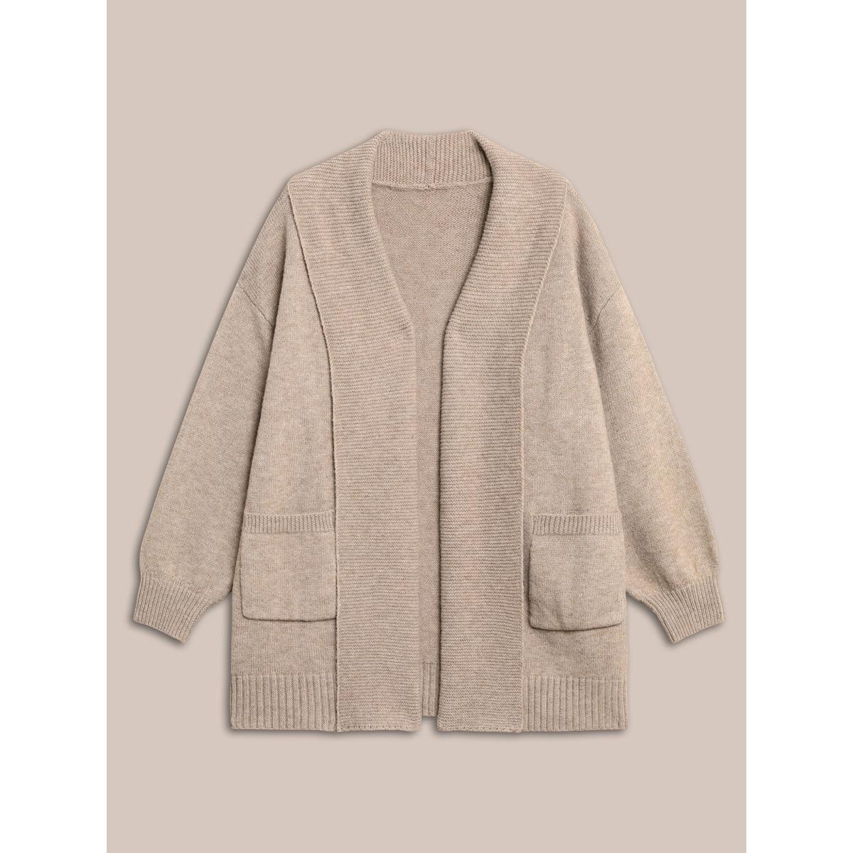 Plus Size Airy Cozy Shawl Collar Wool Cardigan Tan Women Casual Loose Long Sleeve Everyday Cardigans BloomChic 22-24/3X Product Image