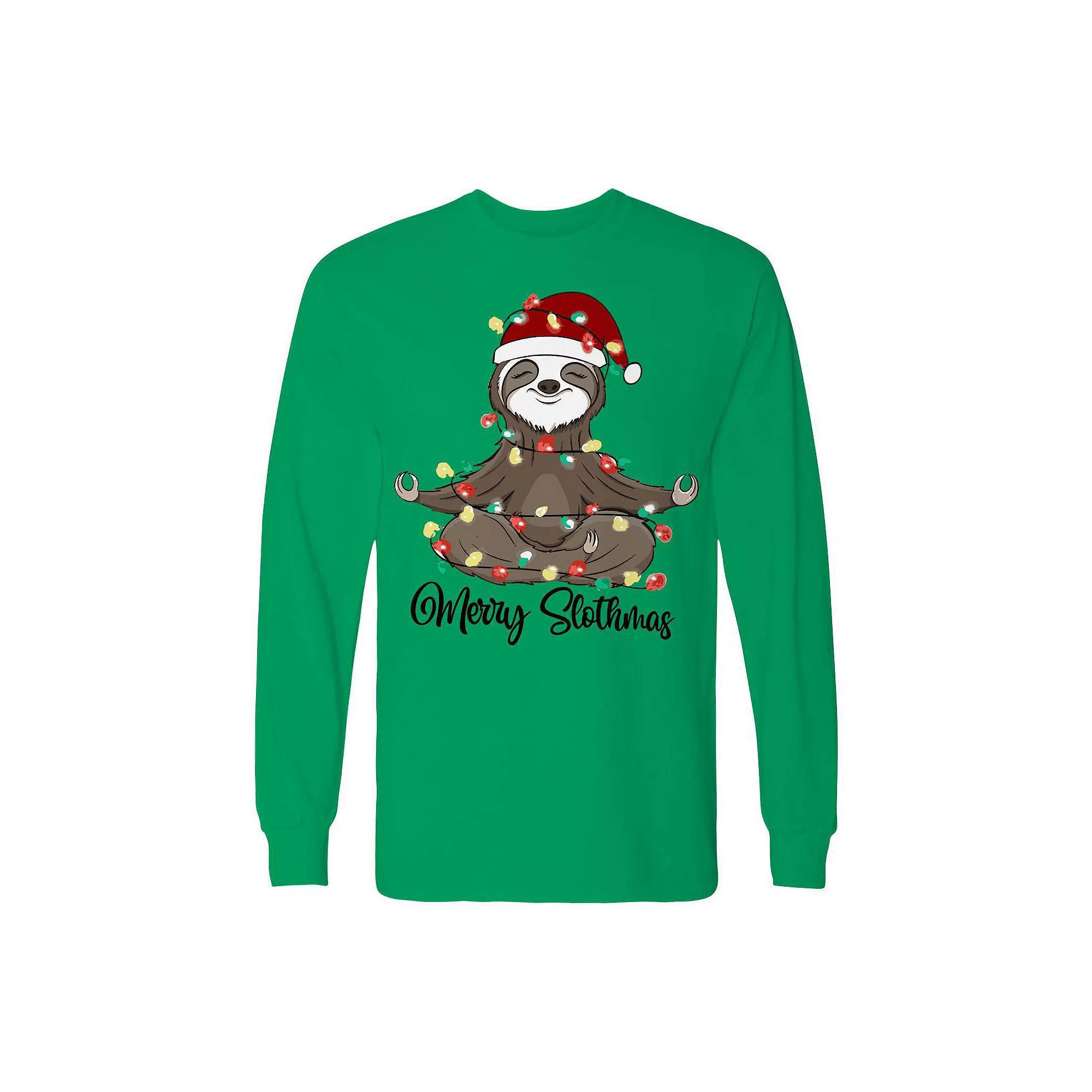 Men's Christmas Merry Slothmas Long Sleeve Graphic Tee, Adult Unisex,  Product Image