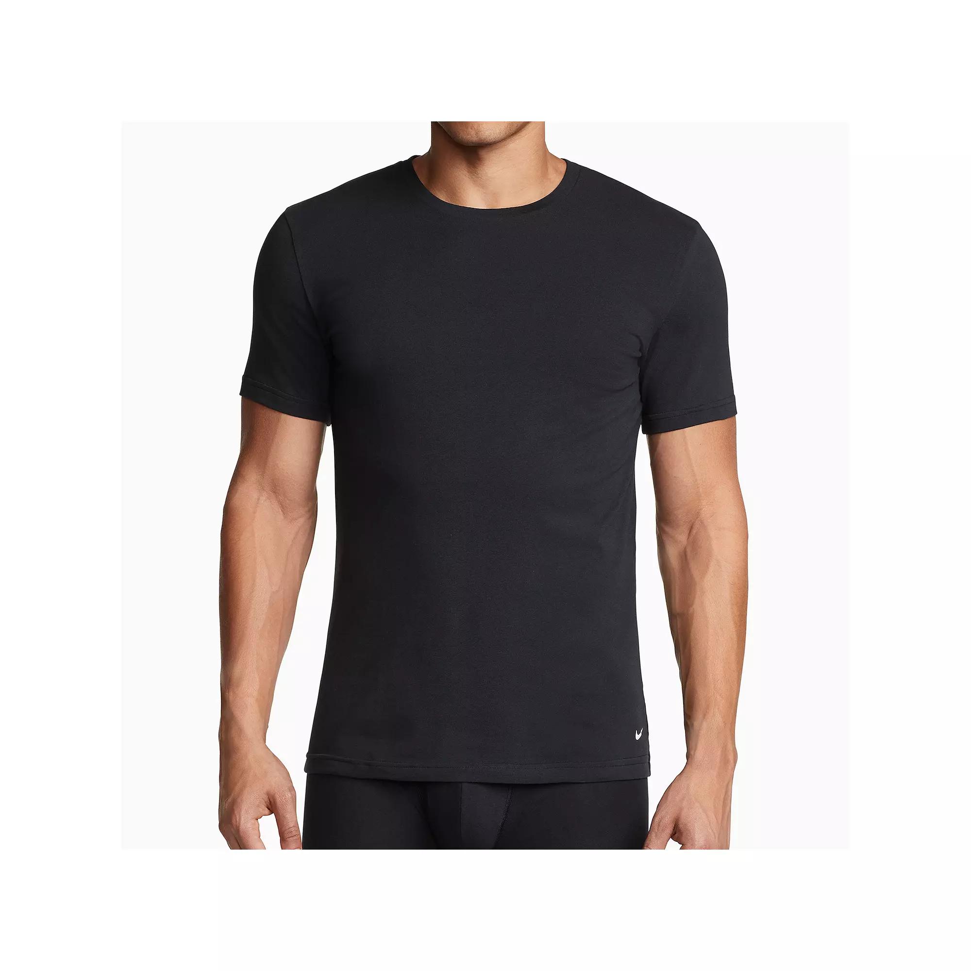 Men's Nike Dri-FIT Essential Cotton Stretch 2-Pack Crewneck Undershirt, Size: XXL, Black Product Image