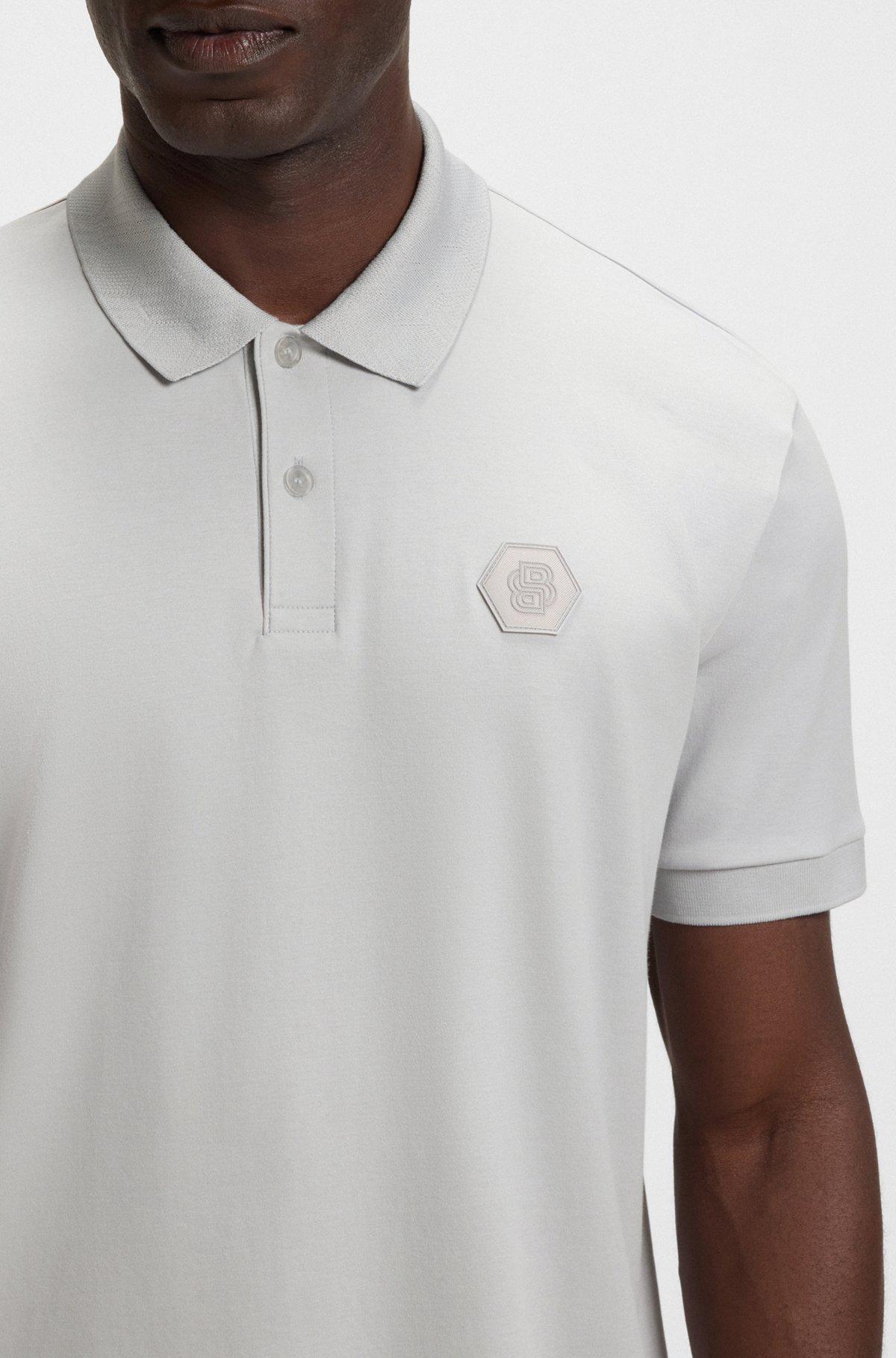 Pima-cotton polo shirt with Double B monogram Product Image