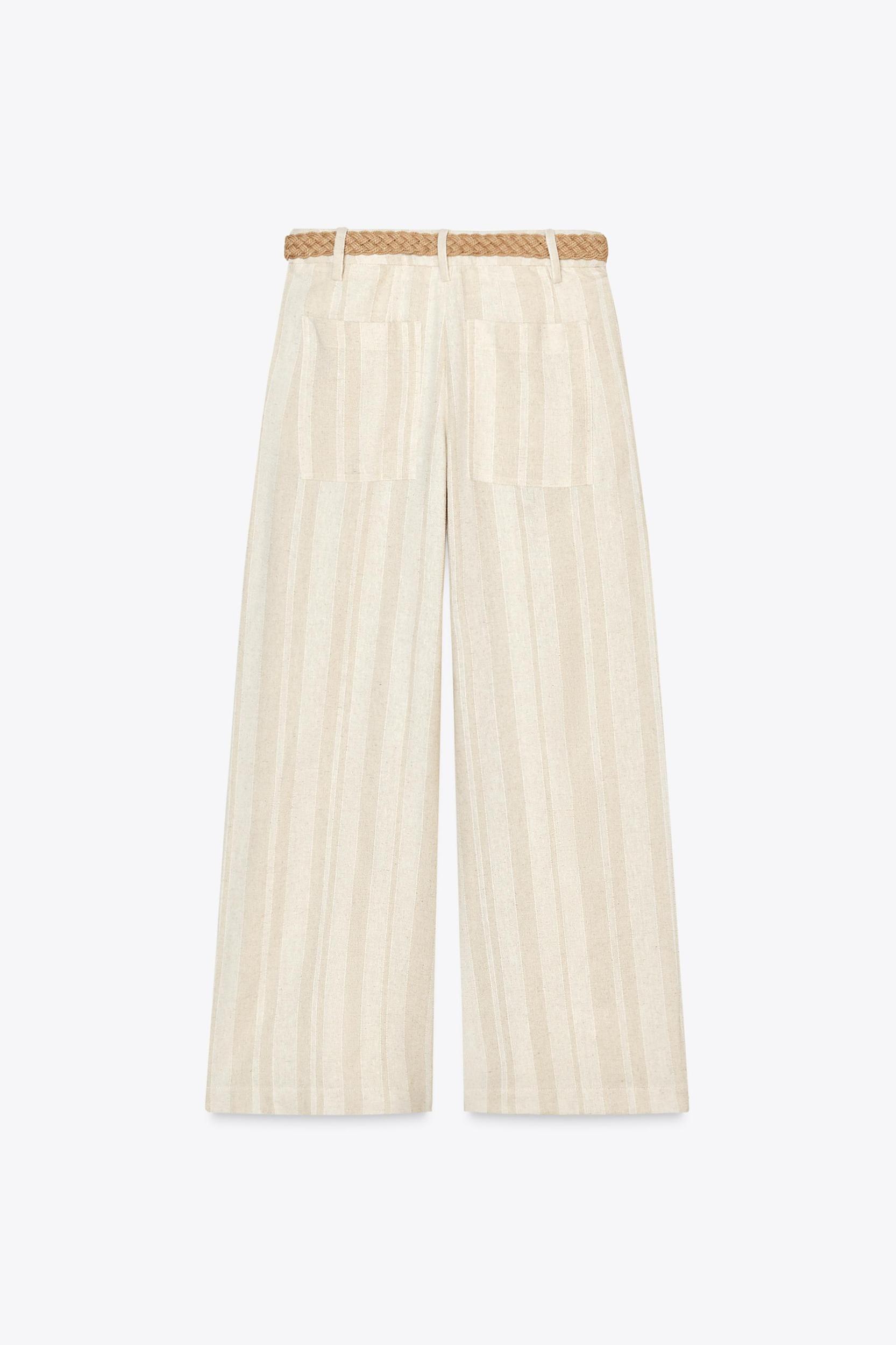 STRIPED WIDE LEG PANTS WITH BELT Product Image
