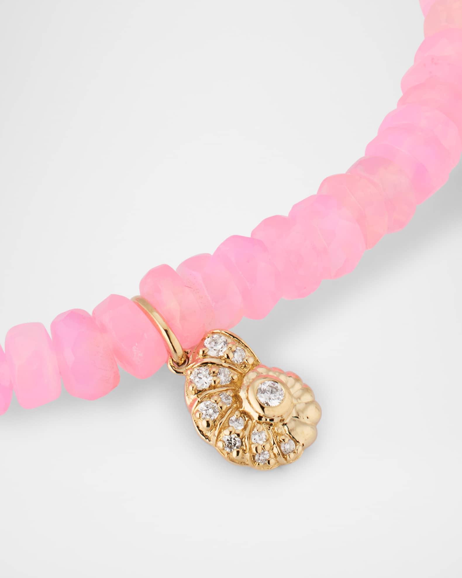 14K Gold & Diamond Nautilus Charm on Opal Beaded Bracelet Product Image