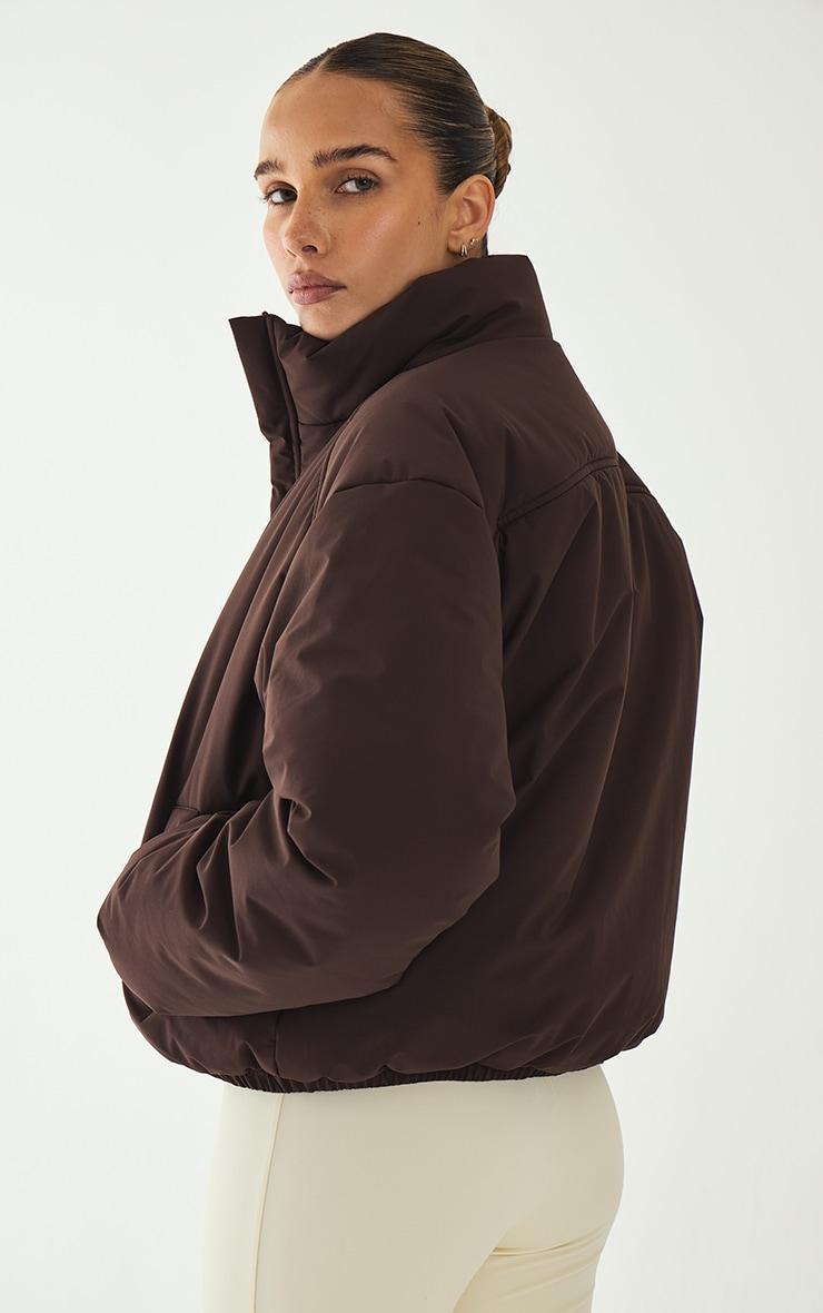  Espresso High Neck Cropped Puffer Jacket Product Image