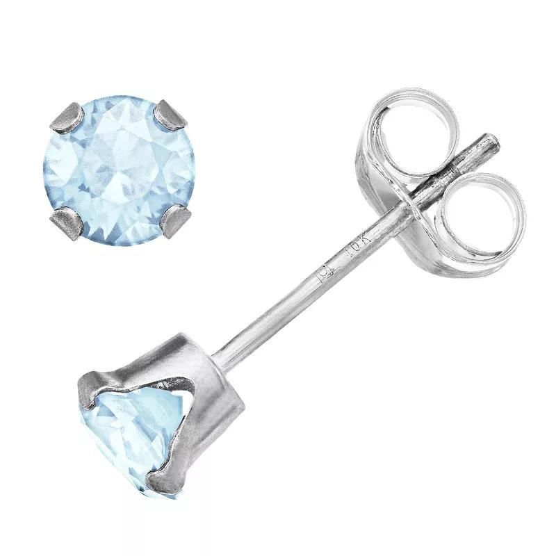 Pure Gem Collection 10k White Gold 4 mm Aquamarine Stud Earrings, Women's, 10k Whgold Product Image