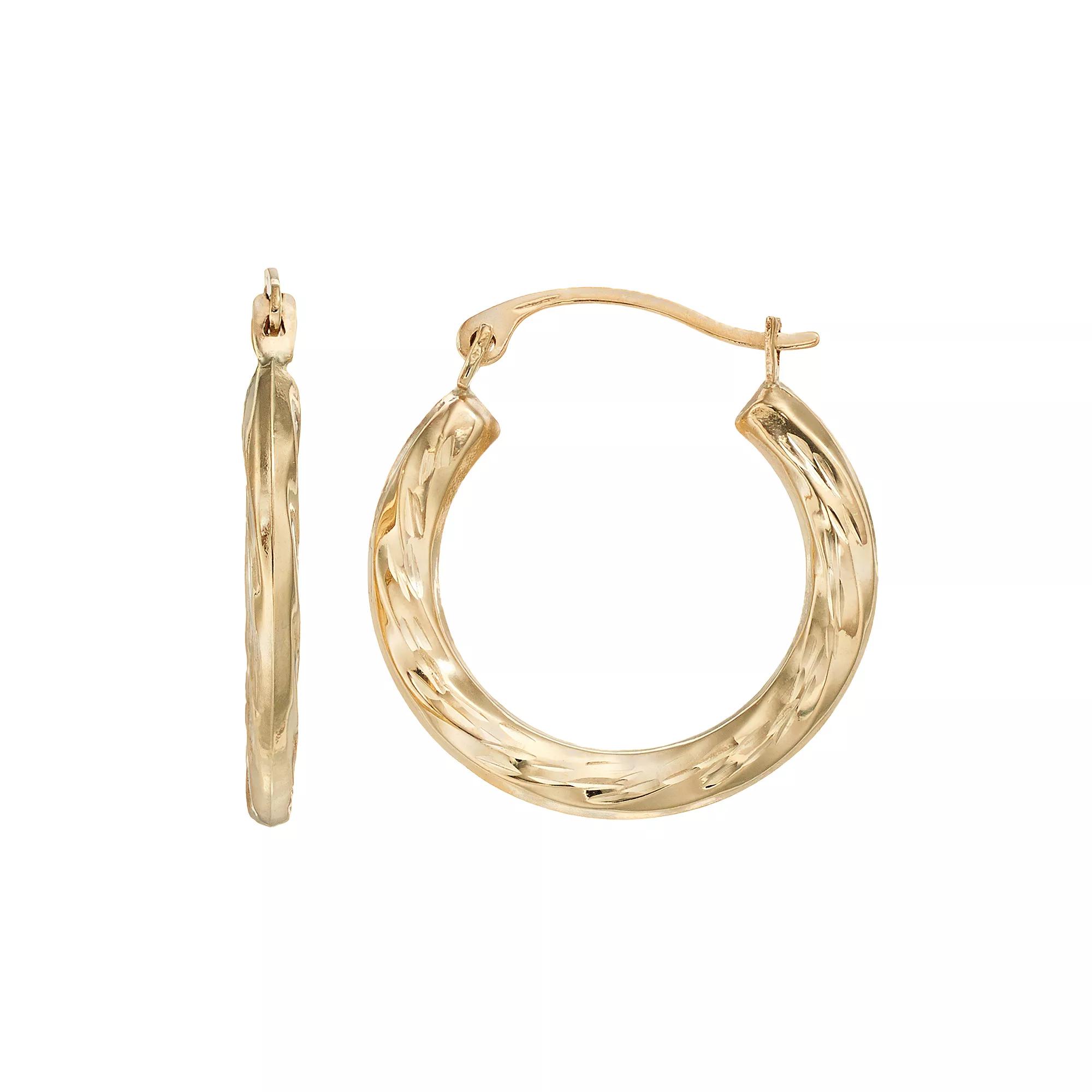 Forever 14K Textured Hoop Earrings, Women's, 14k Gold Product Image