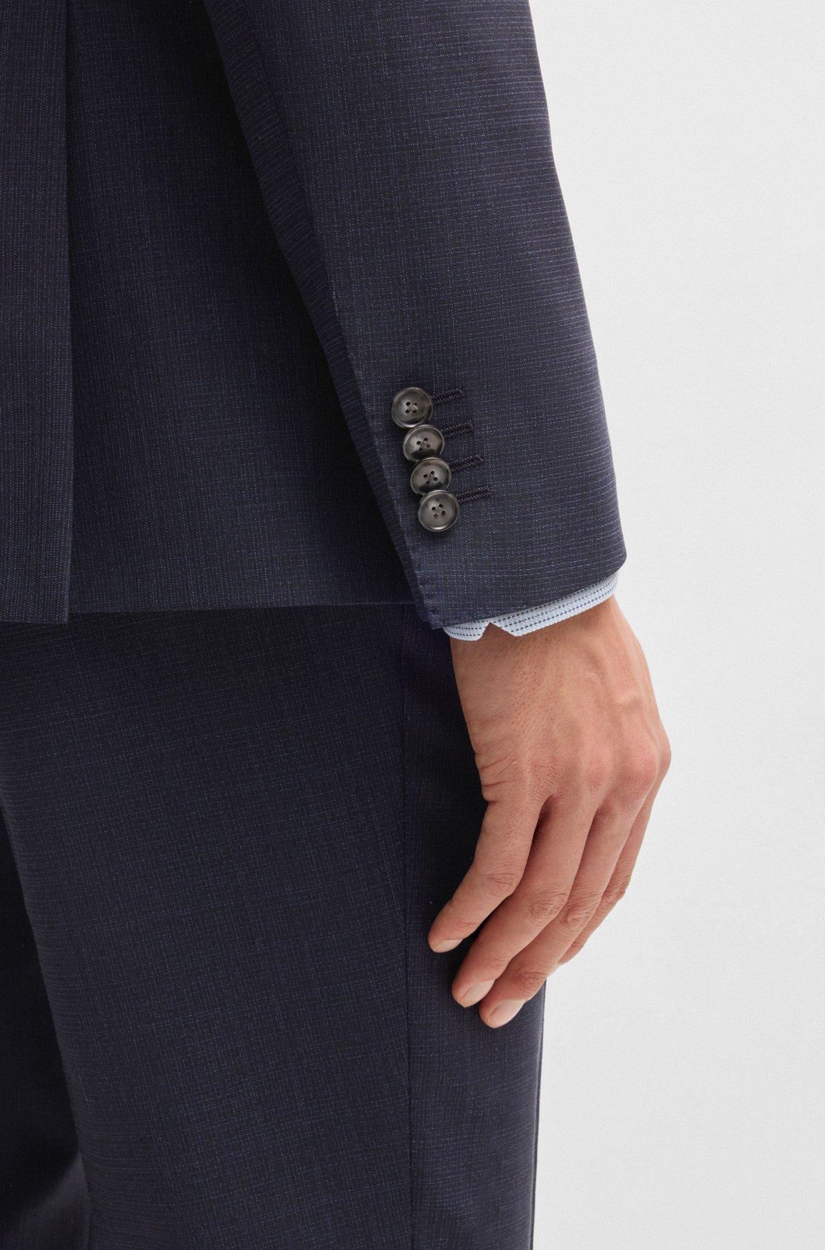 BOSS - Slim-fit suit in micro-patterned stretch cloth - Dark Blue Product Image