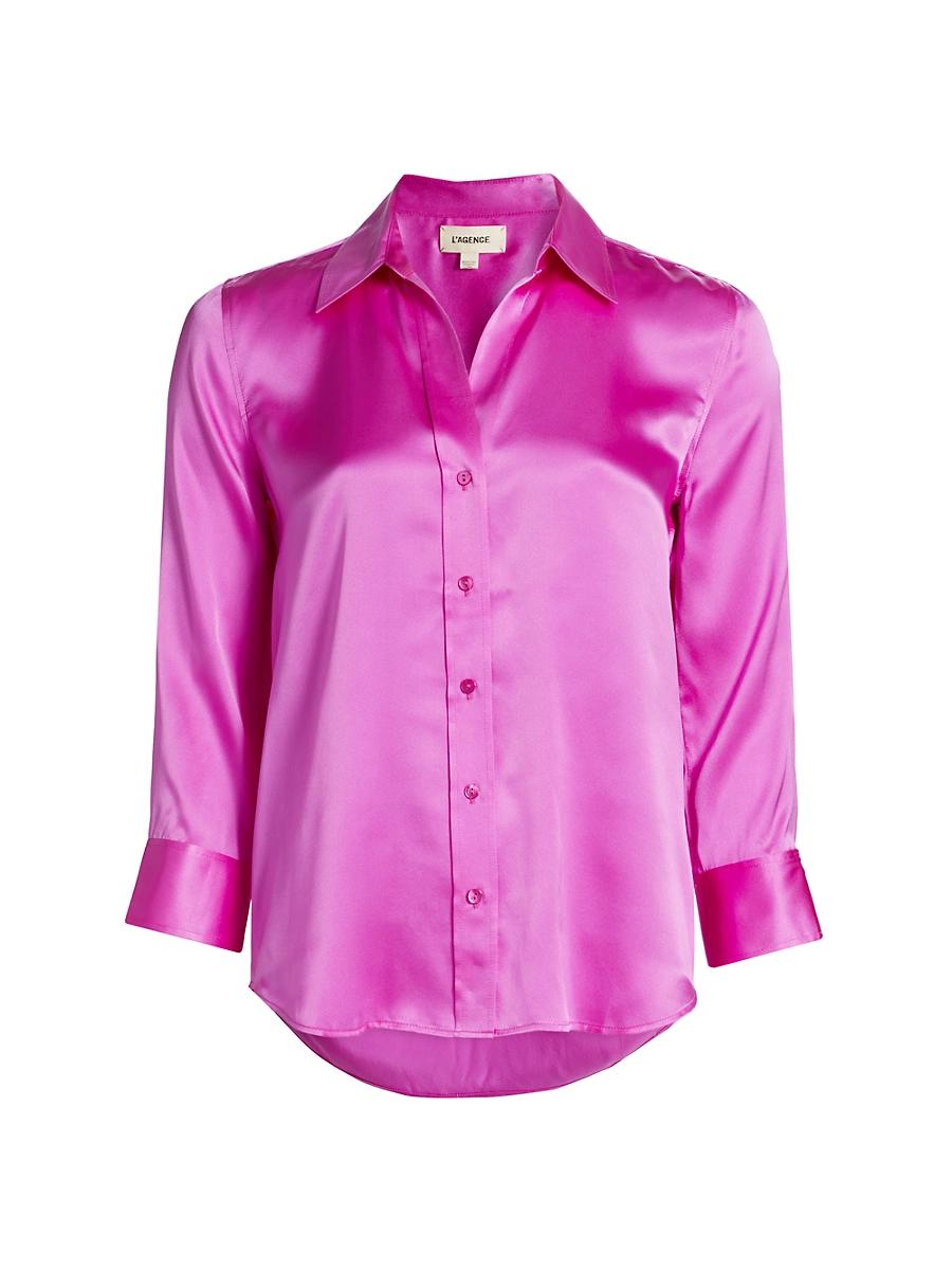 Womens Dani Three-Quarter Sleeve Silk Shirt Product Image