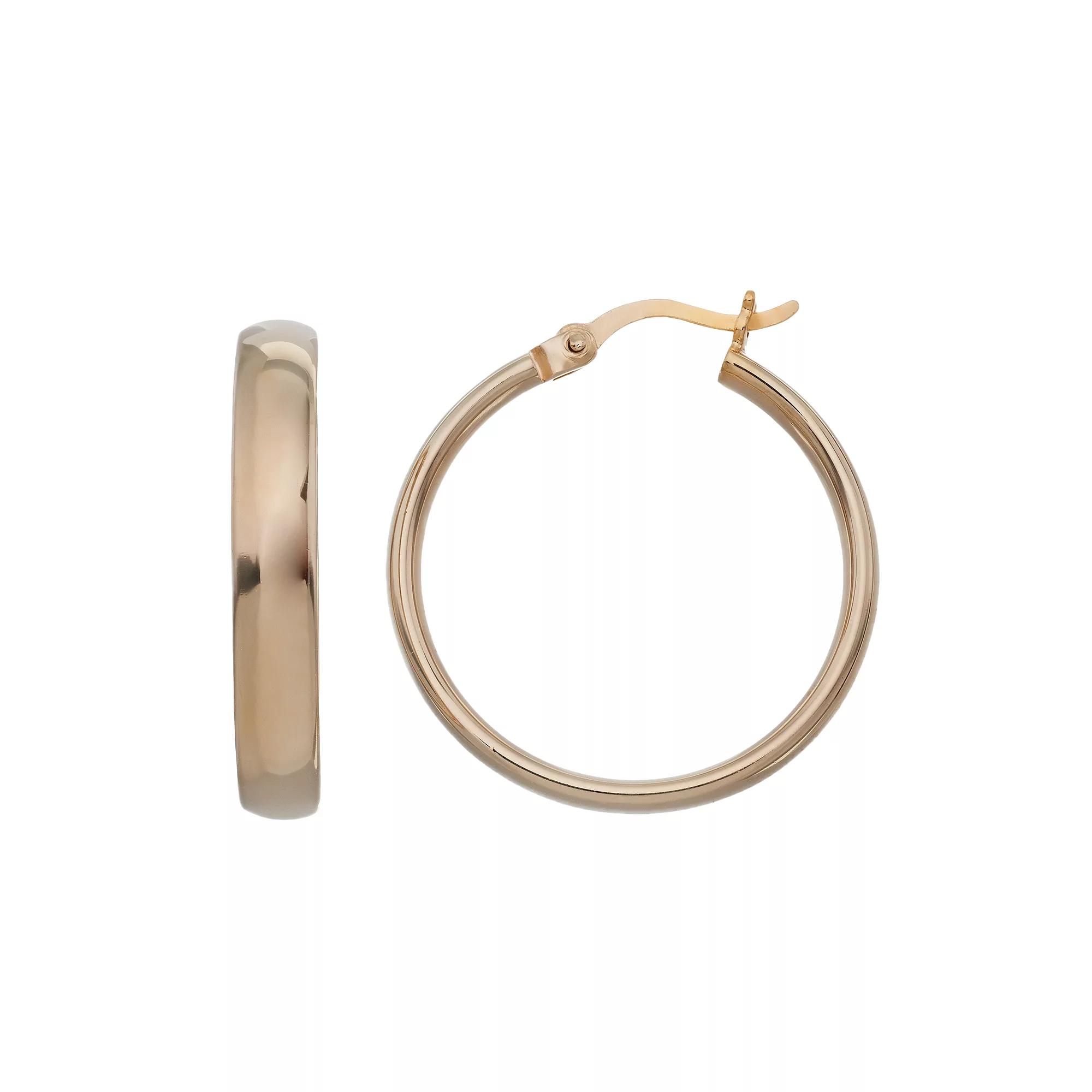 Sterling Silver Hoop Earrings, Women's, 18k Gold Over Silver Product Image