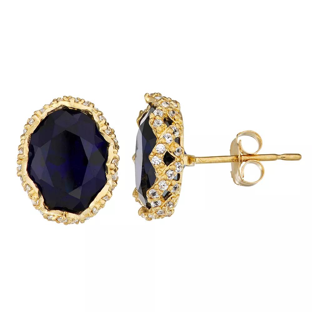 Designs by Gioelli 10k Gold Gemstone Oval Stud Earrings, Women's, Created Blue Blue Product Image