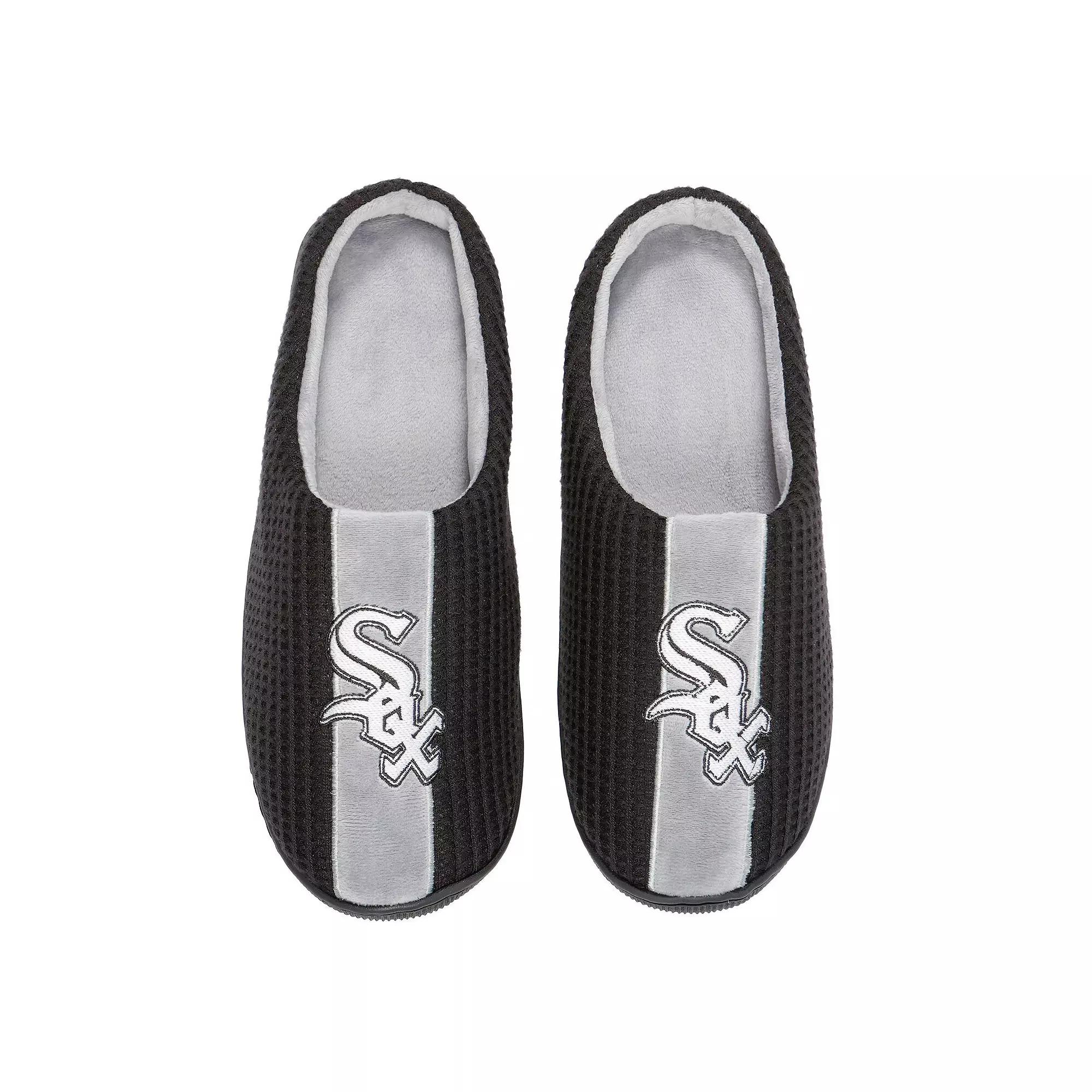 Men's FOCO Black Chicago White Sox Team Stripe Memory Foam Slide Slippers, Size: Medium Product Image
