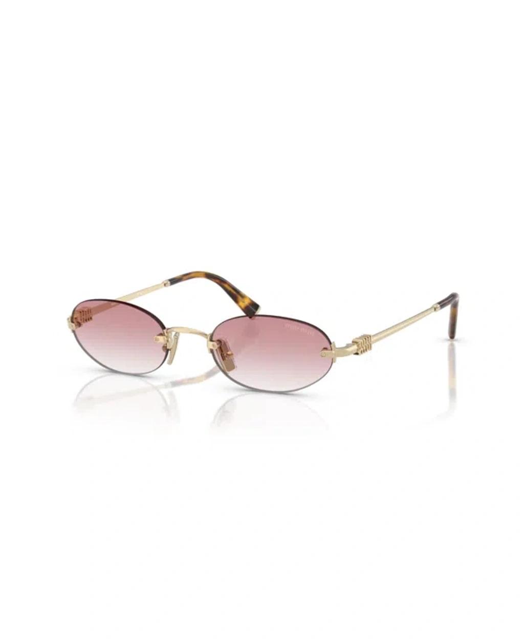 MIU MIU Womens Gold Mu A52s Oval-frame Metal Sunglasses In Gray Product Image