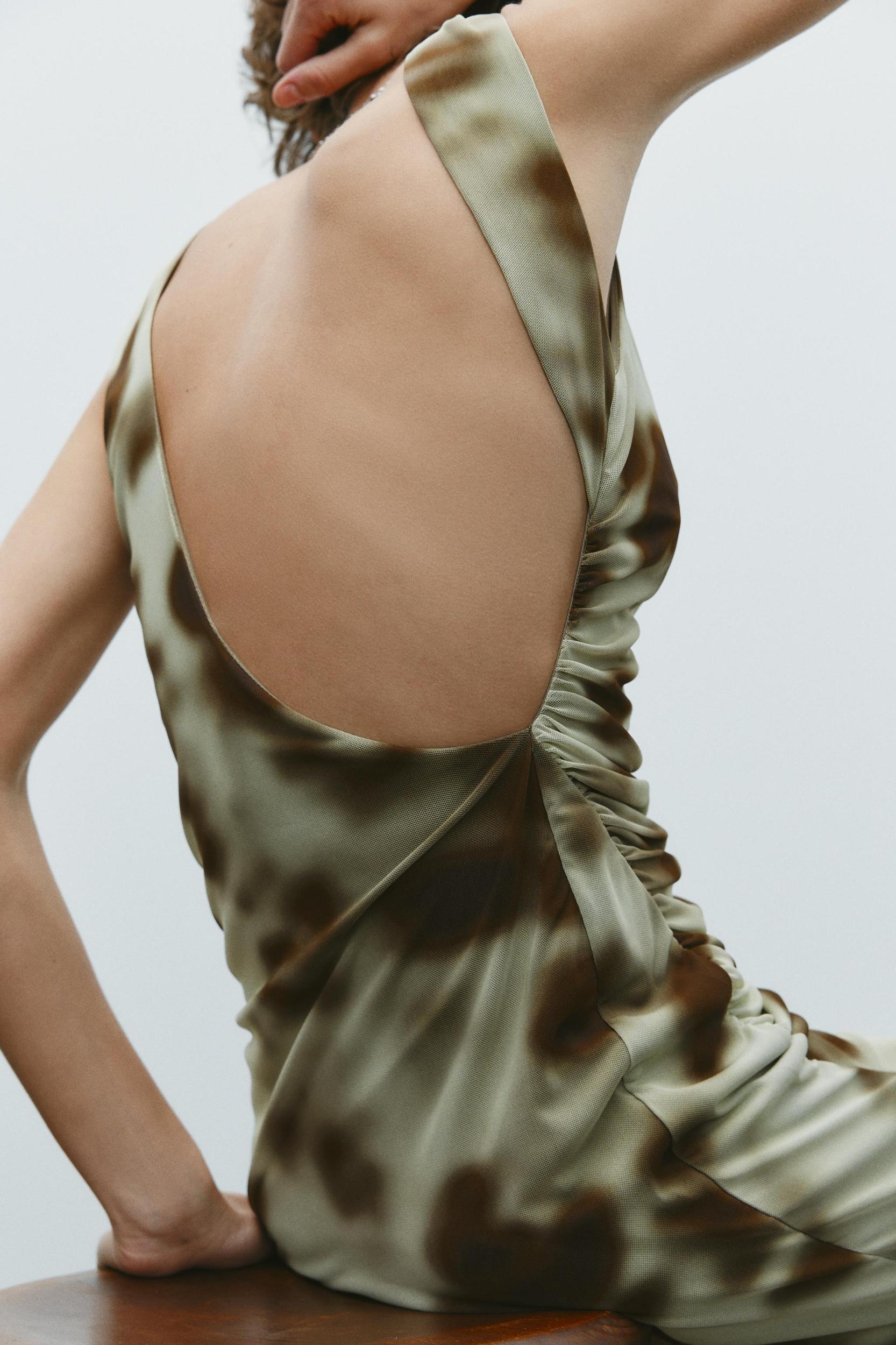 DRAPED PRINTED MIDI DRESS Product Image