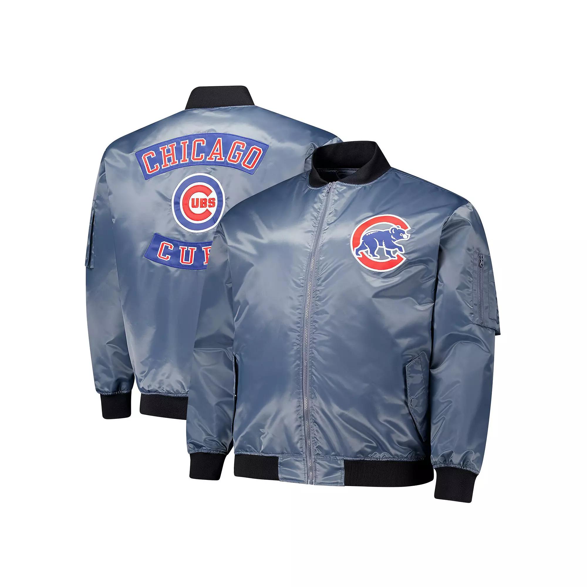 Men's Profile Charcoal Chicago Cubs Big & Tall Full-Zip Bomber Jacket,  Product Image