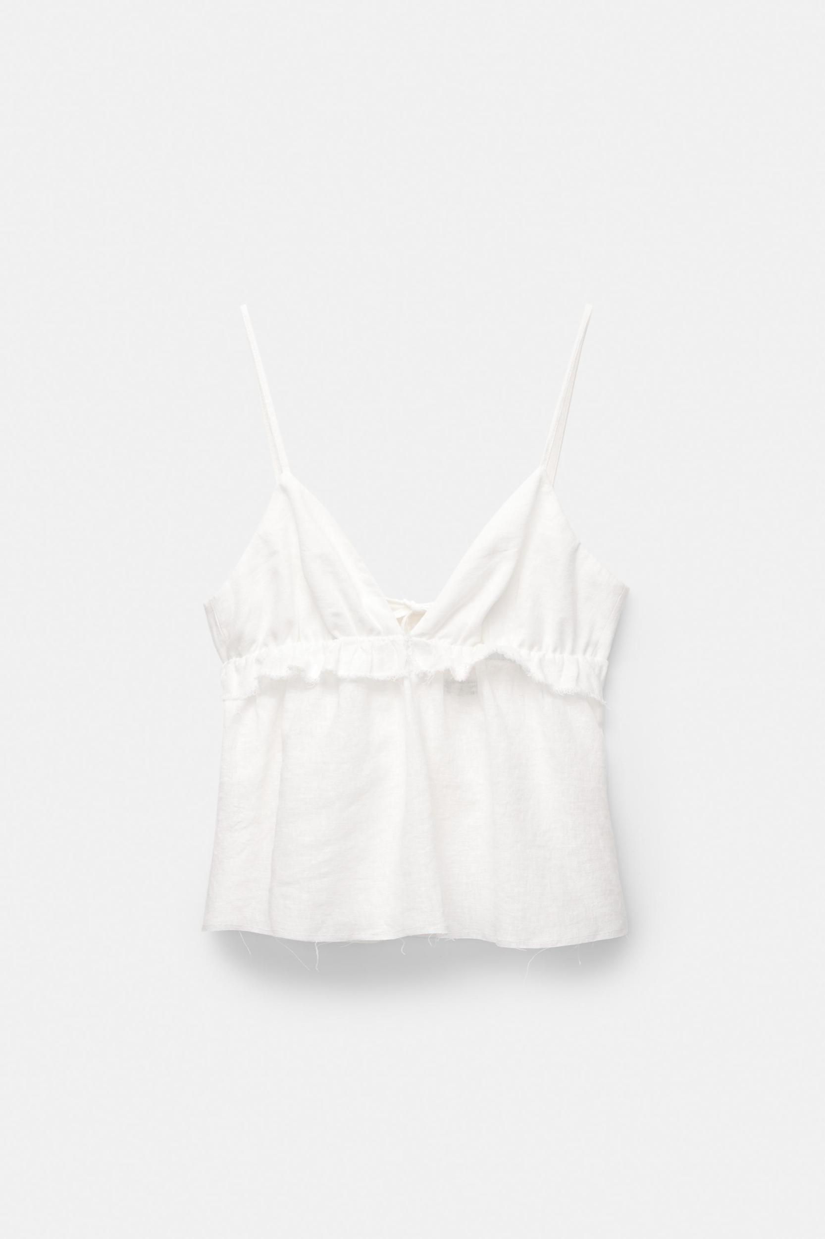 Ruffled linen blend top Product Image