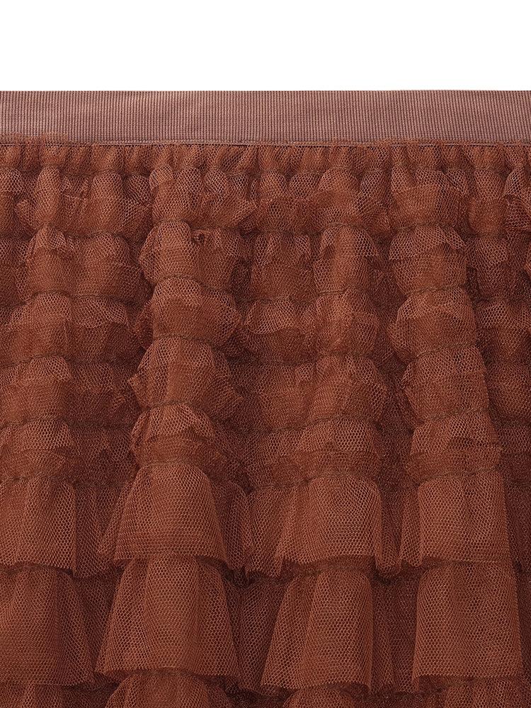 A-Line Mesh Ruffle Tiered Women Skirt Product Image
