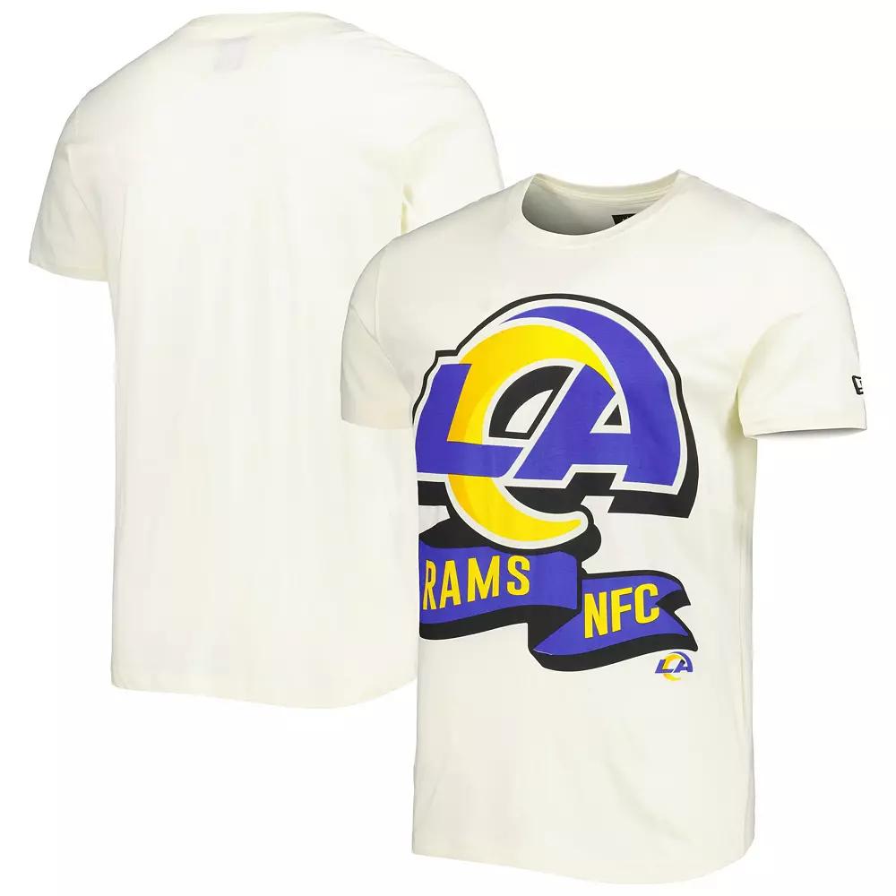 Men's New Era Cream Los Angeles Rams Sideline Chrome T-Shirt,  Product Image