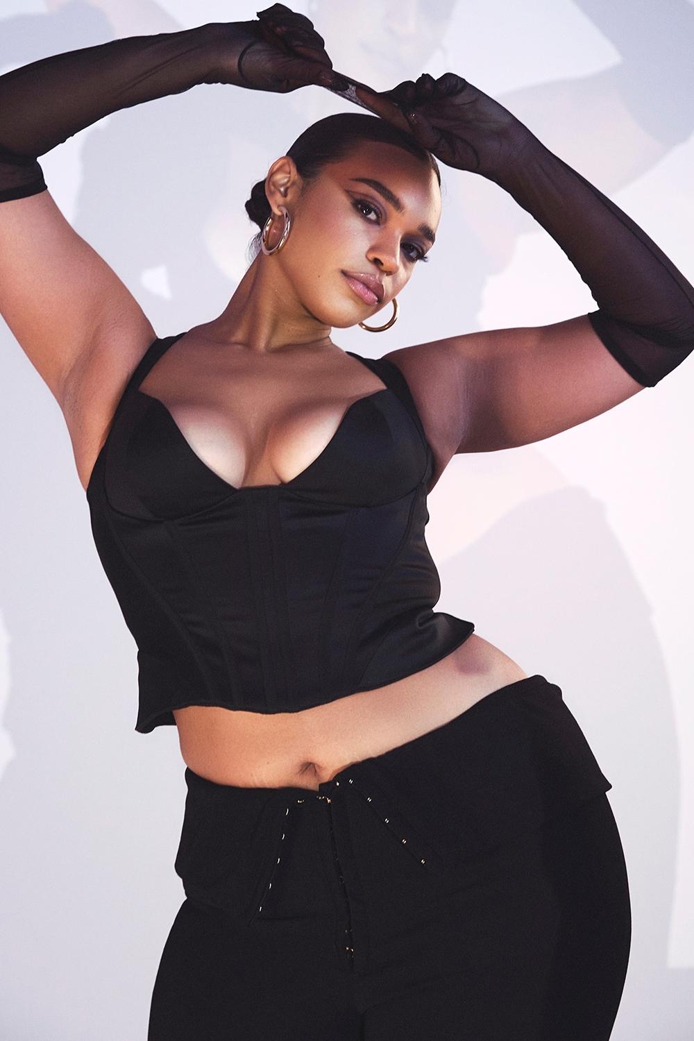 Ava  black fold front trousers - sale Product Image