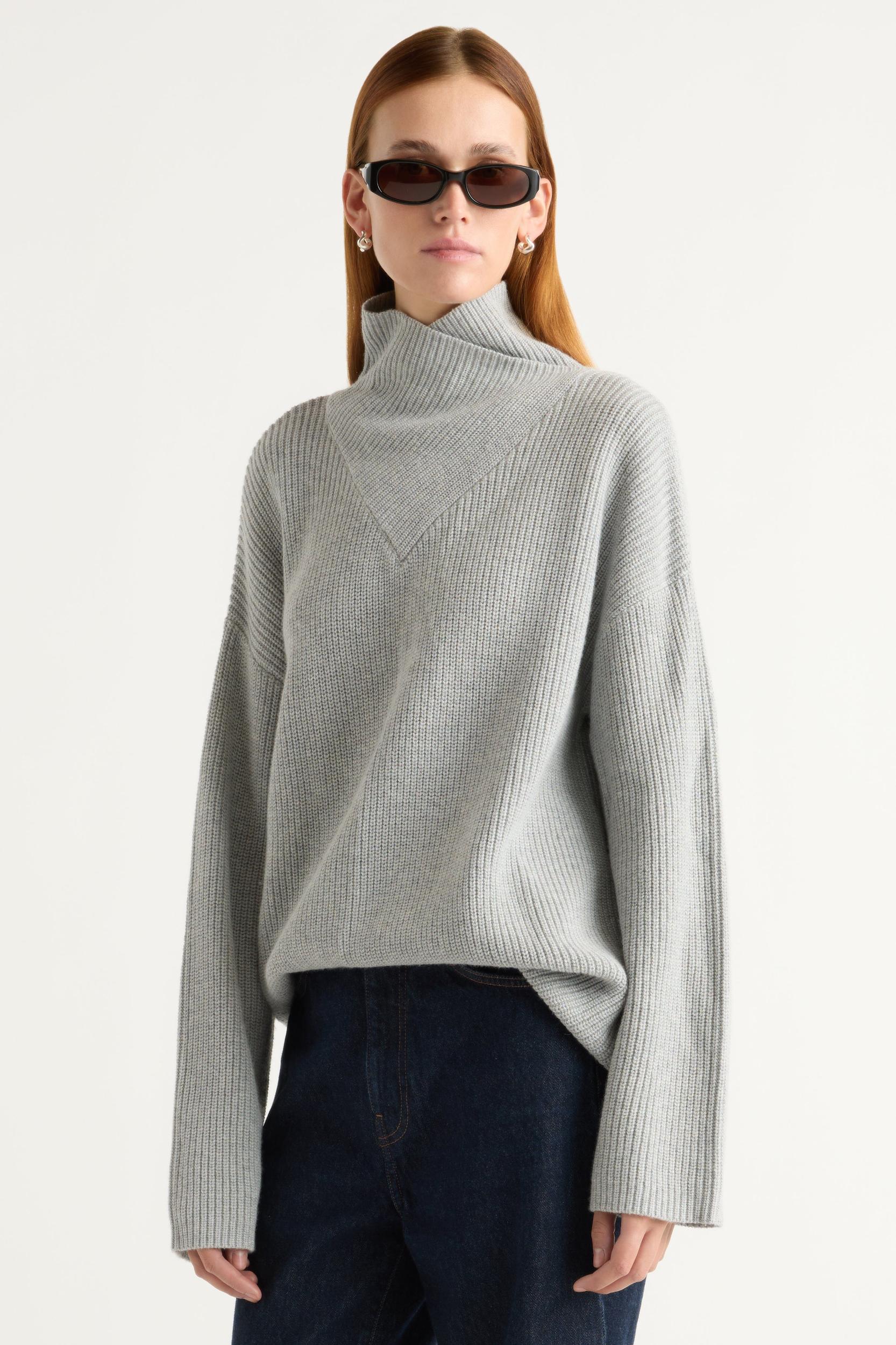 Daria Wrap-Neck Organic Cotton-Wool Sweater Product Image