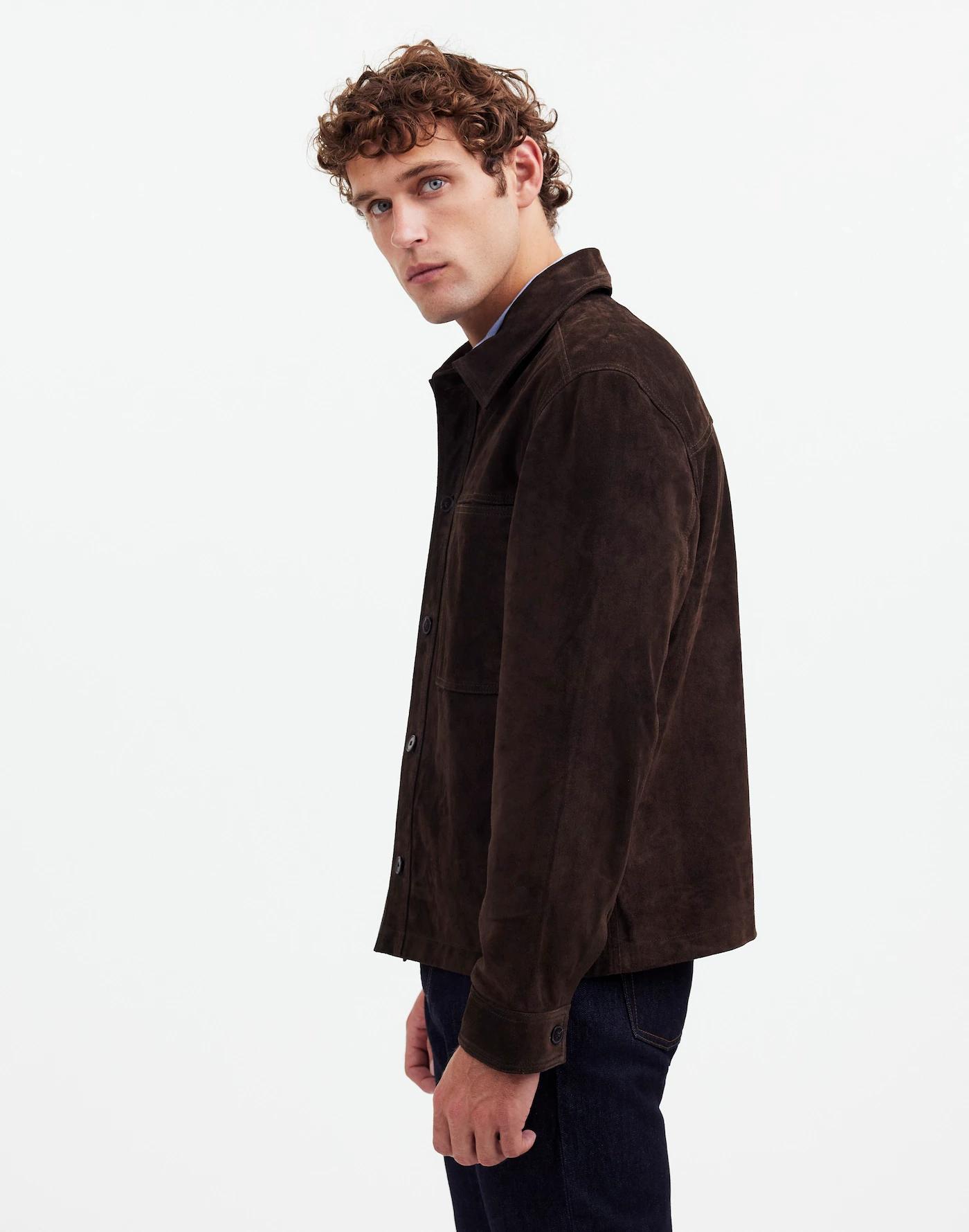 Suede Leather Boxy Shirt-Jacket Product Image