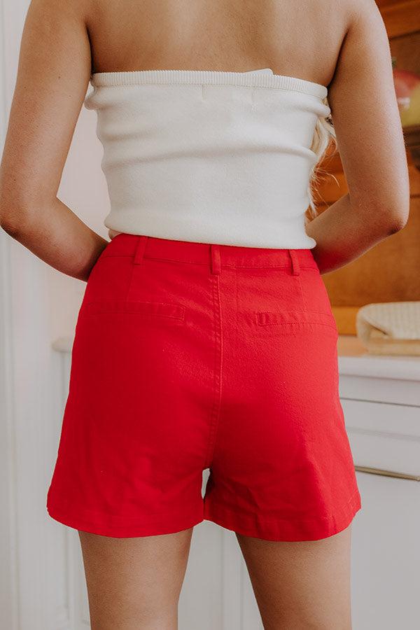 The Valerie High Waist Shorts in Red Product Image