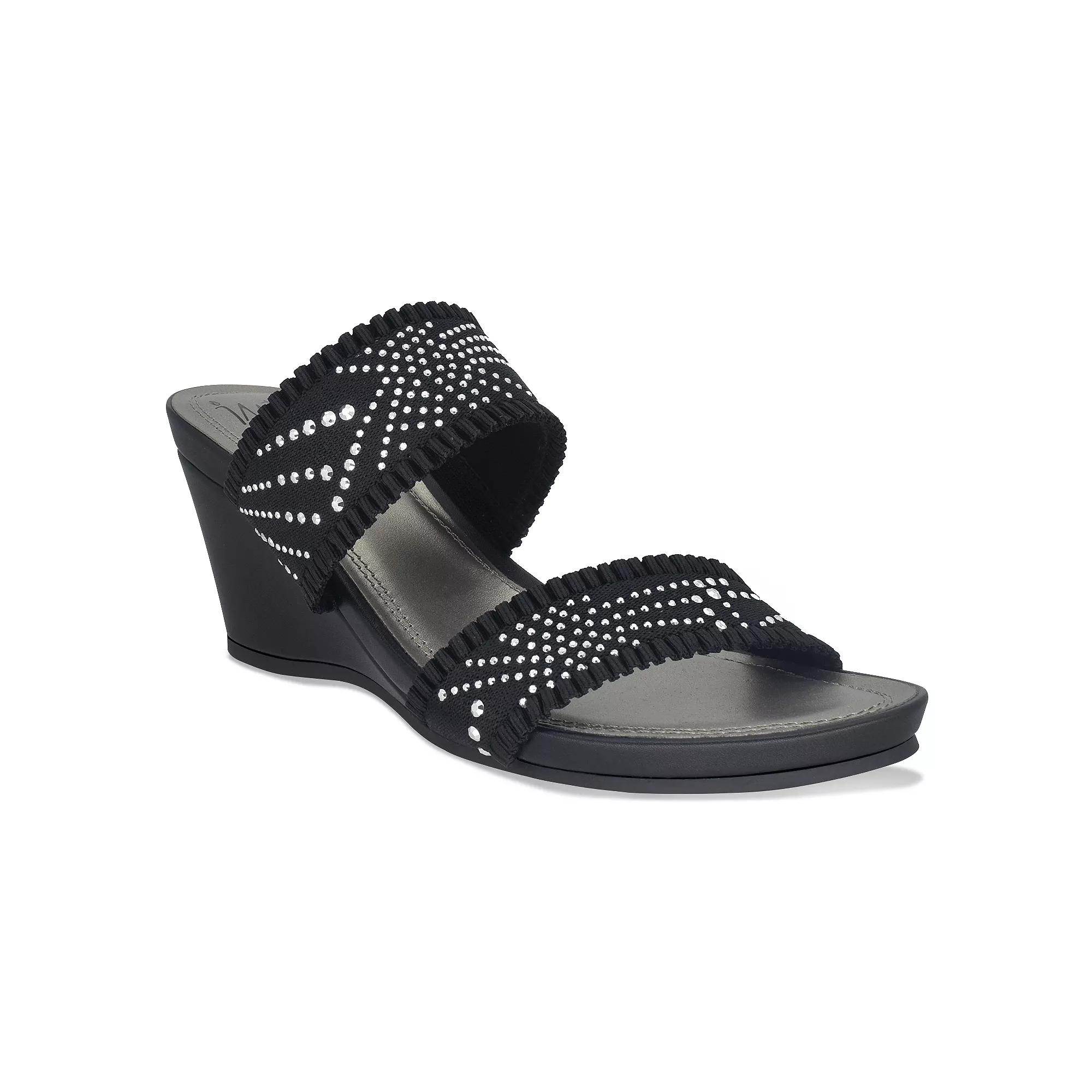 Impo® Verbena Women's Memory Foam Stretch Elastic Platform Wedge Sandals, Size: 9, Black Product Image