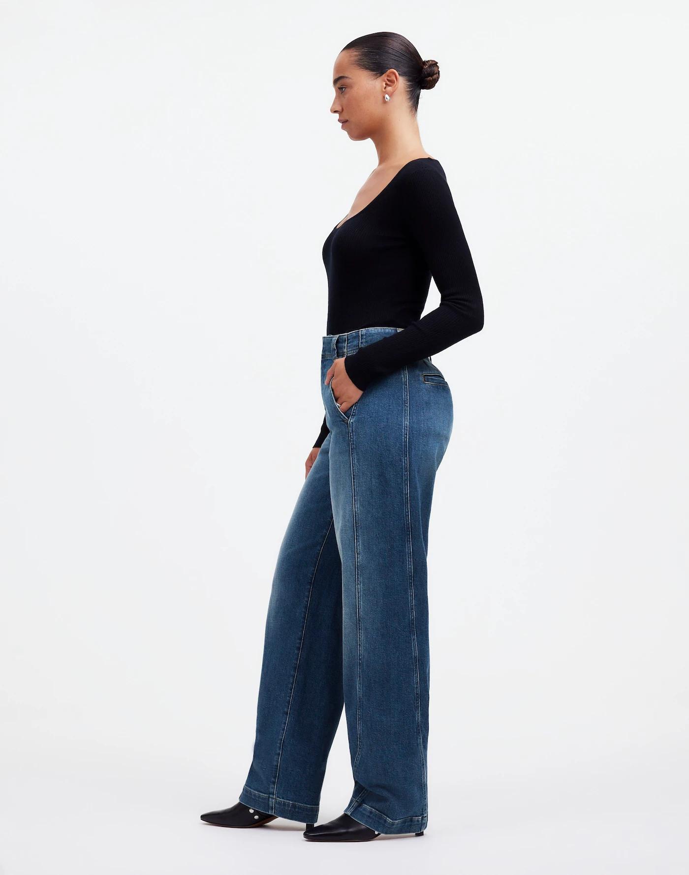 Curvy Tapered Denim Trousers in Calvert Wash Product Image