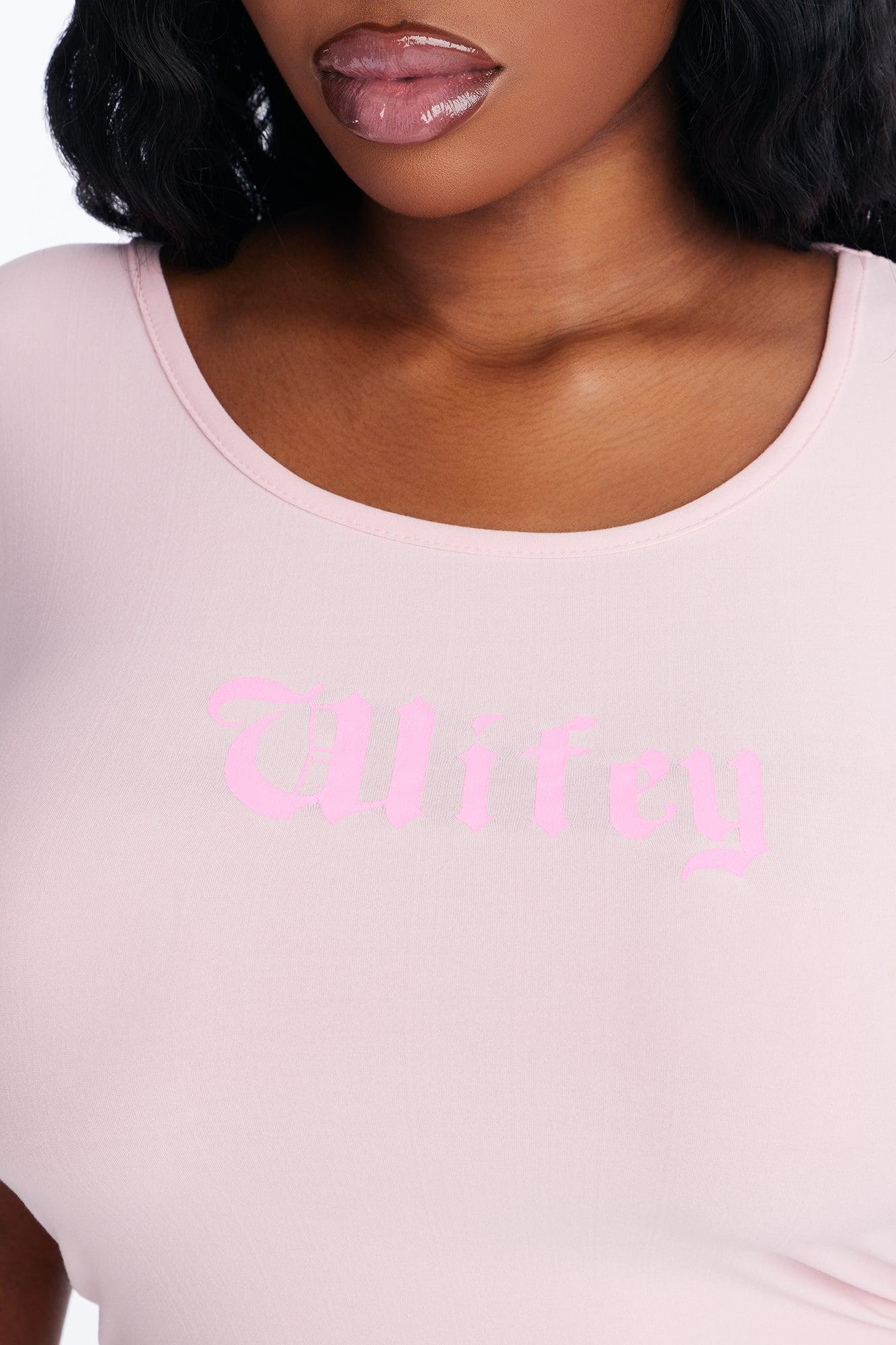 Wifey For Lifey Tee & Pant PJ Set - Pink Female Product Image