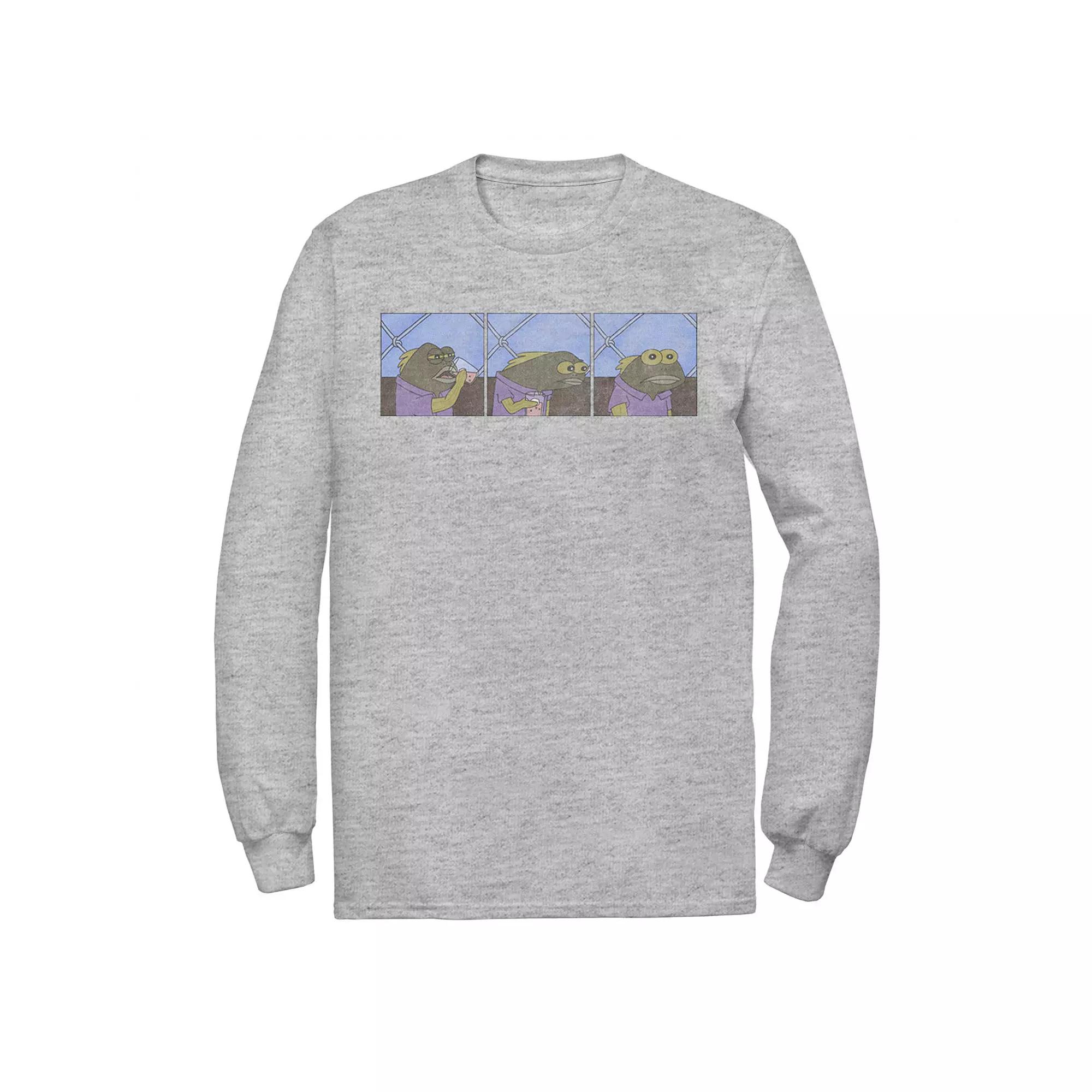 Men's Nickelodeon SpongeBob SquarePants Fish Sips Drink Meme Tee, Size: Small, Athletic Grey Product Image