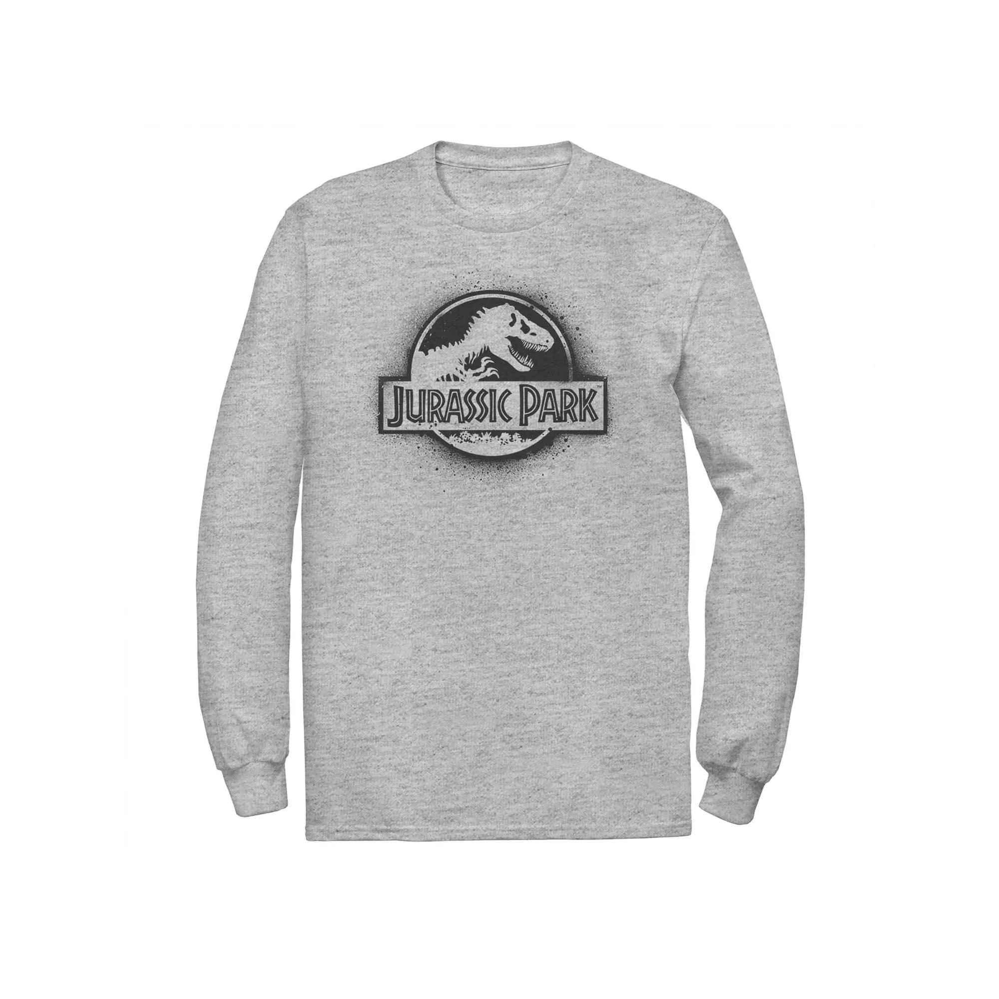 Men's Jurassic Park All White Spray Paint Stencil Movie Logo Tee,  Product Image